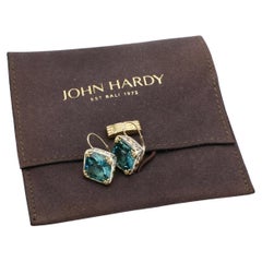 John Hardy Sterling Silver & Gold Blue Topaz Dangle Drop Earrings
