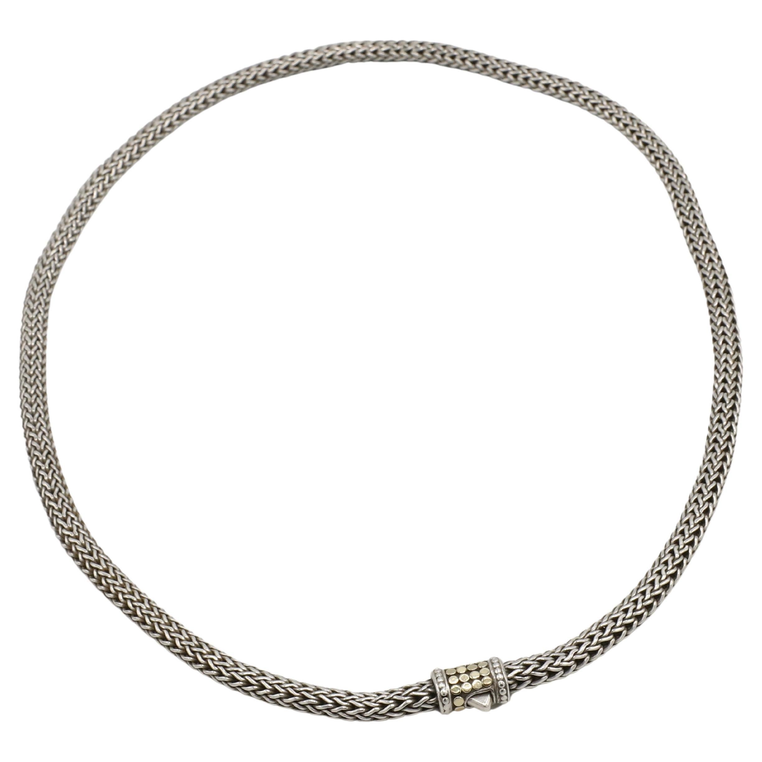 Modern John Hardy Sterling Silver & Gold Classic Chain Dot Clasp Necklace 