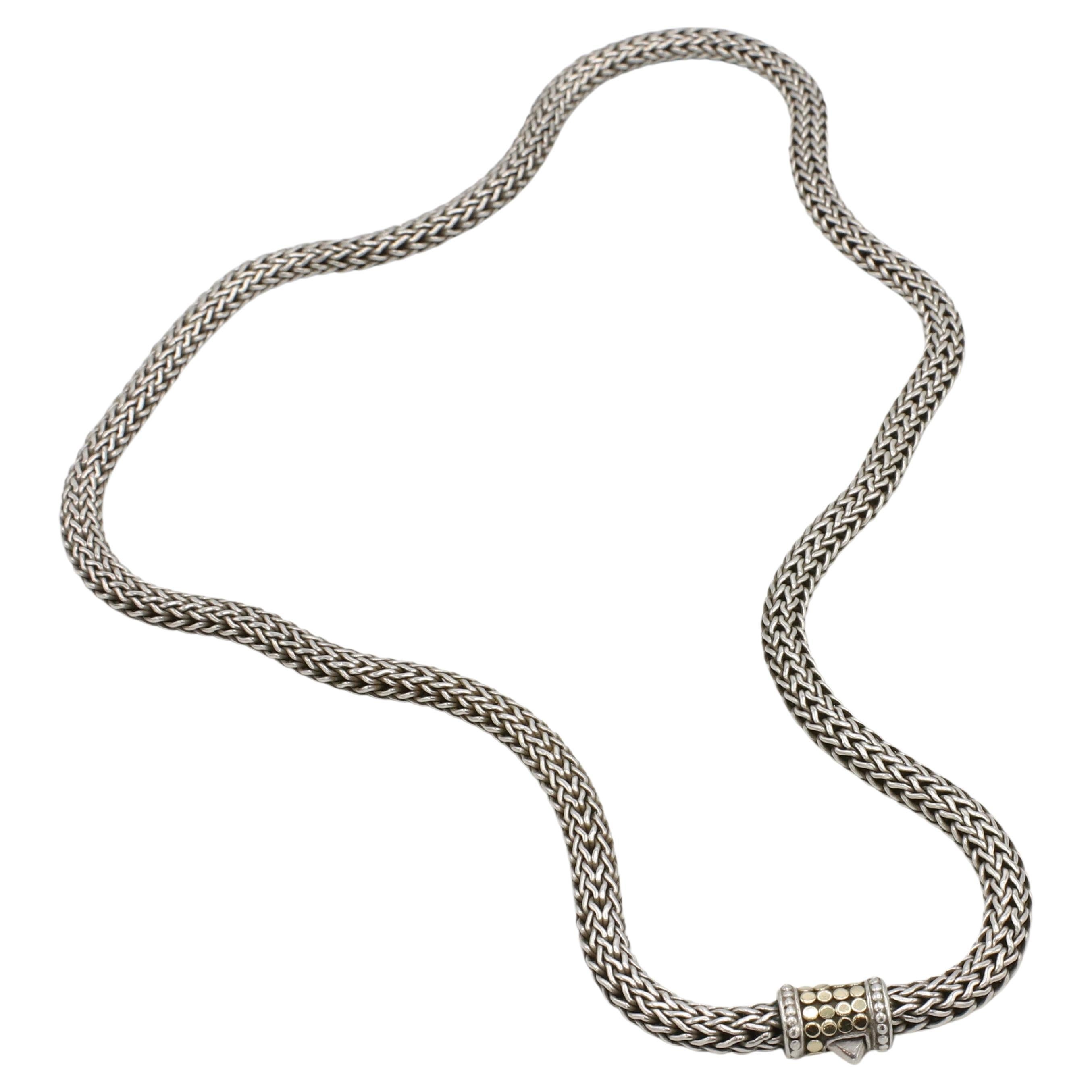 John Hardy Sterling Silver & Gold Classic Chain Dot Clasp Necklace 