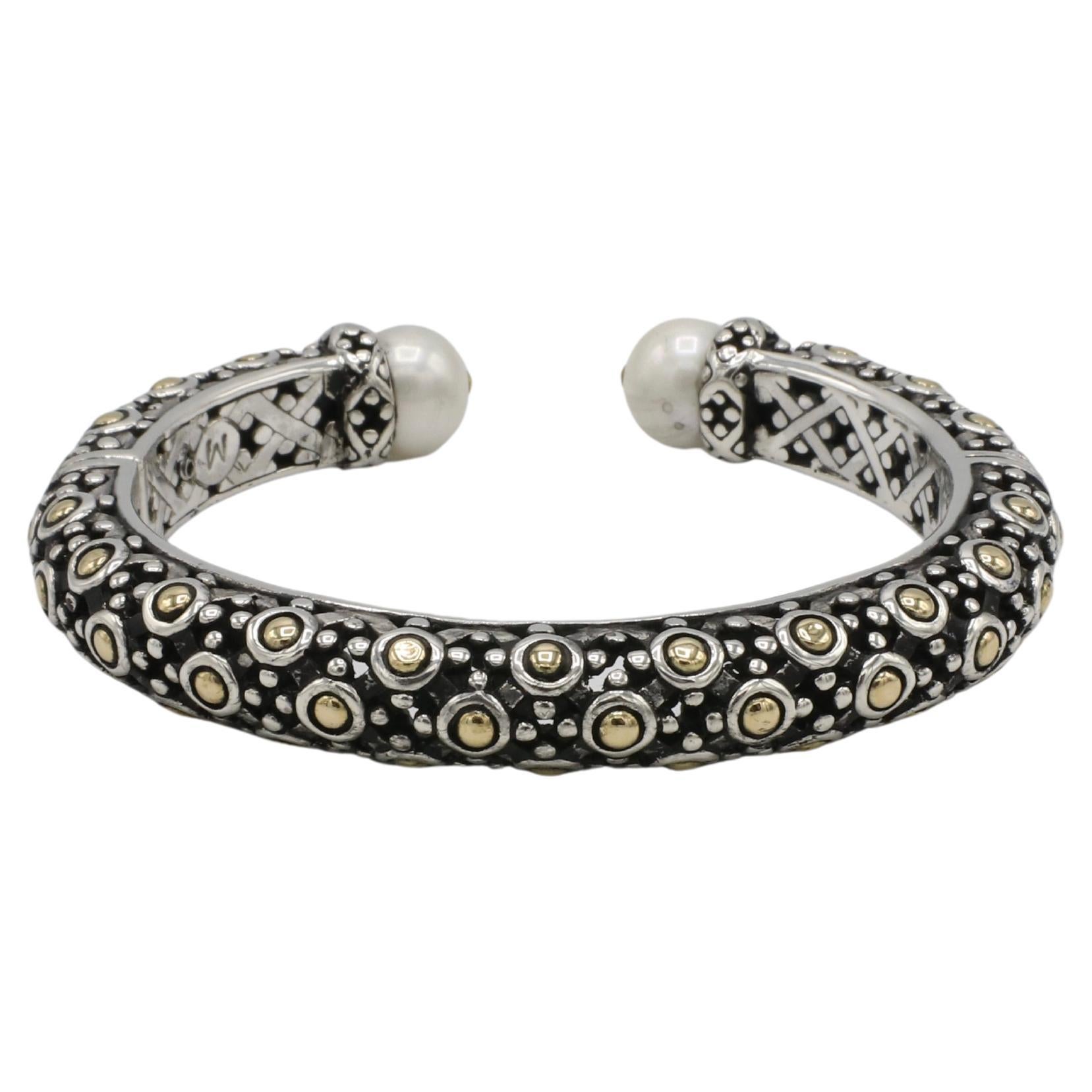 Moderno John Hardy Bracciale da polso in argento e oro con Dot Dot e Perle in vendita