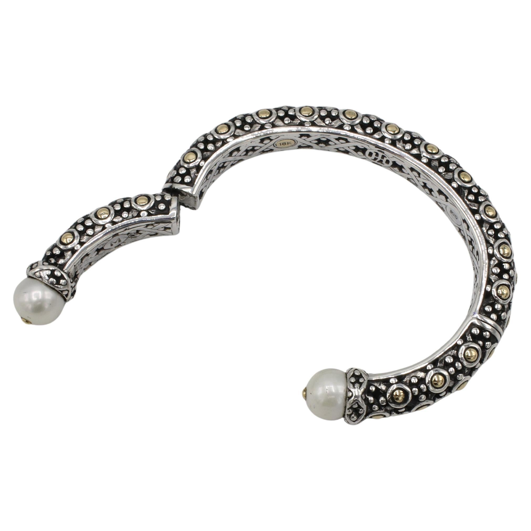 John Hardy Bracciale da polso in argento e oro con Dot Dot e Perle In condizioni ottime in vendita a  Baltimore, MD