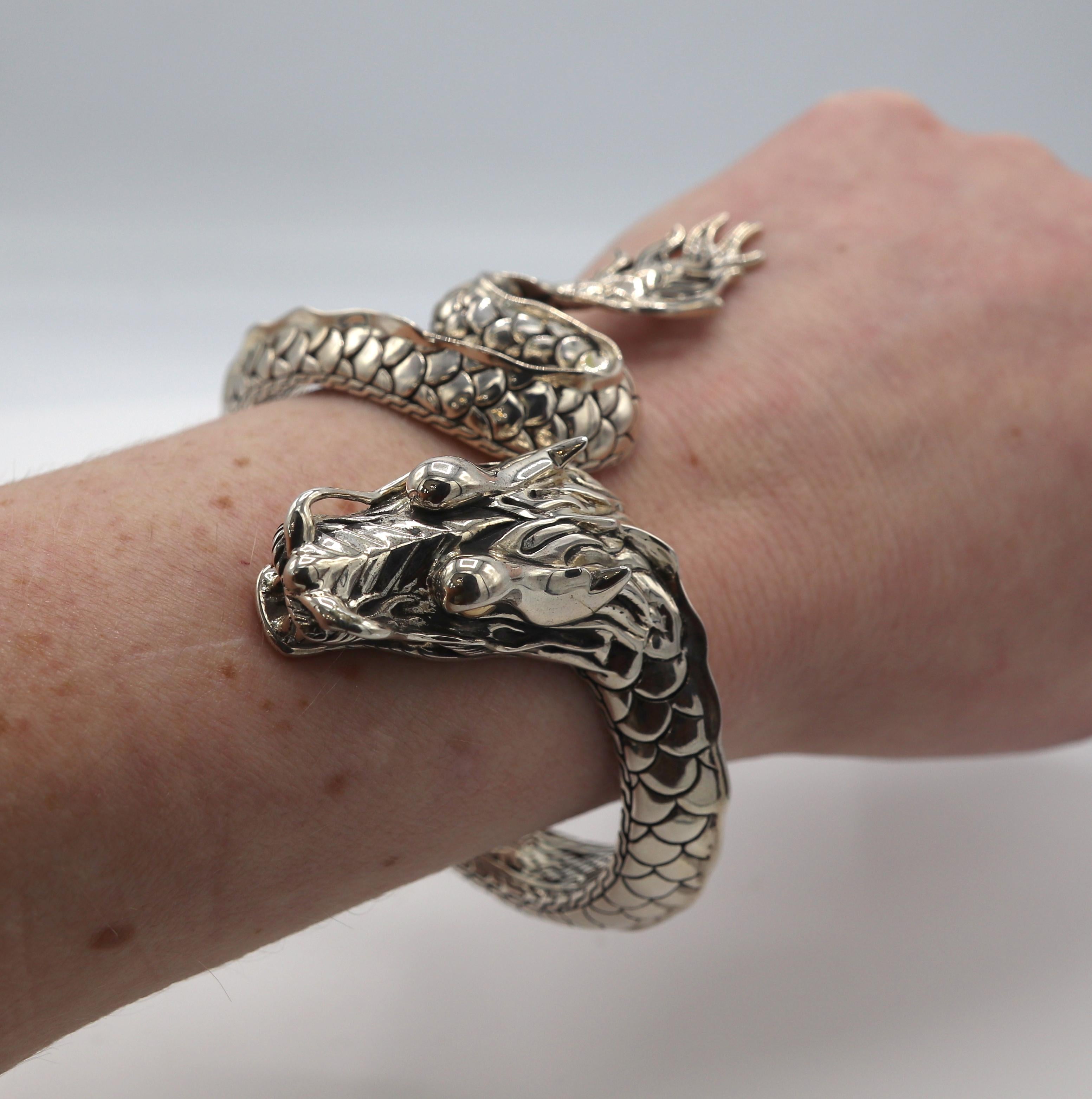 Women's John Hardy Sterling Silver & Gold Dragon Hinged Bangle Bracelet