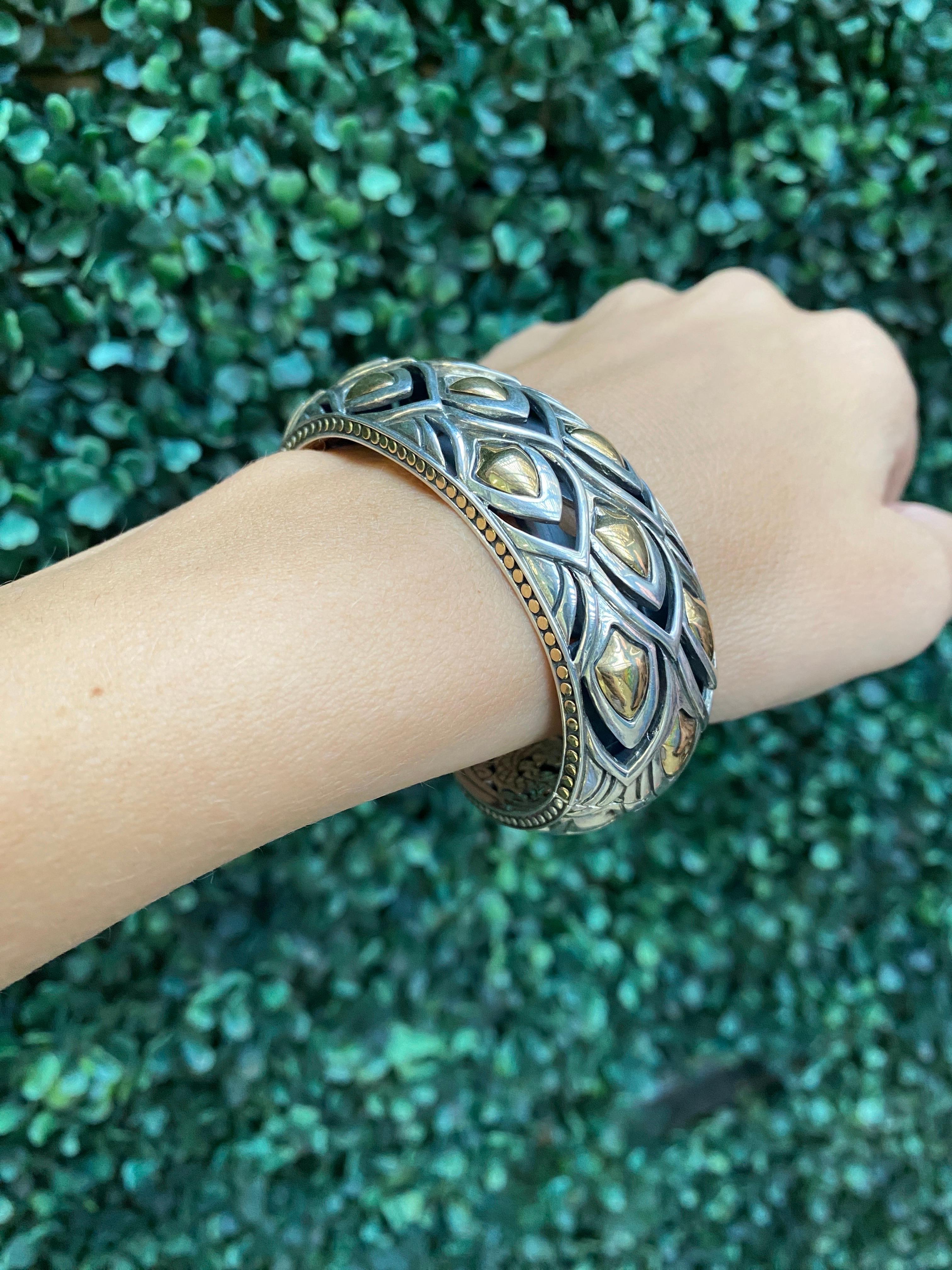 John Hardy Sterling Silver & Gold Naga Kick Cuff Dragon Scale Bracelet 9