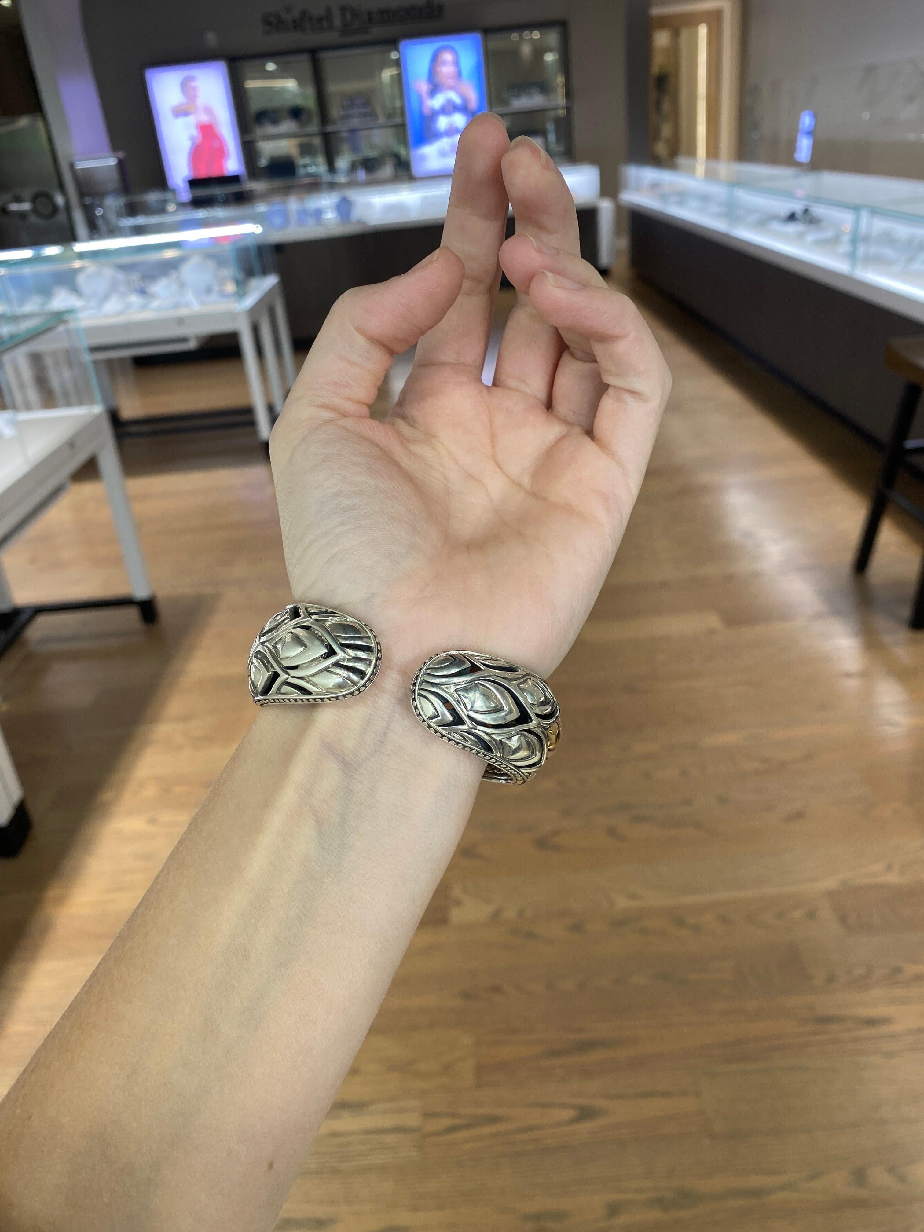 John Hardy Sterling Silver & Gold Naga Kick Cuff Dragon Scale Bracelet 13