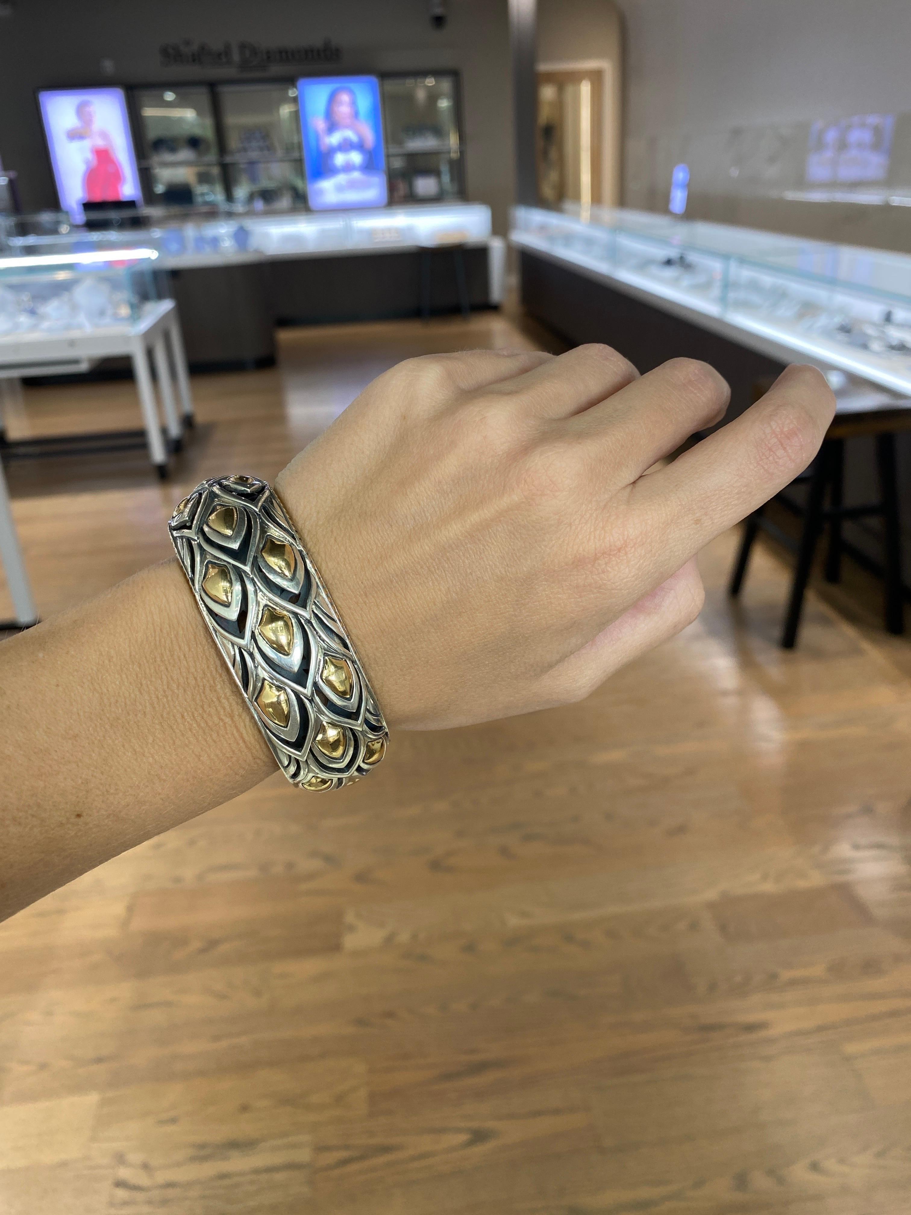 John Hardy Sterling Silver & Gold Naga Kick Cuff Dragon Scale Bracelet 1