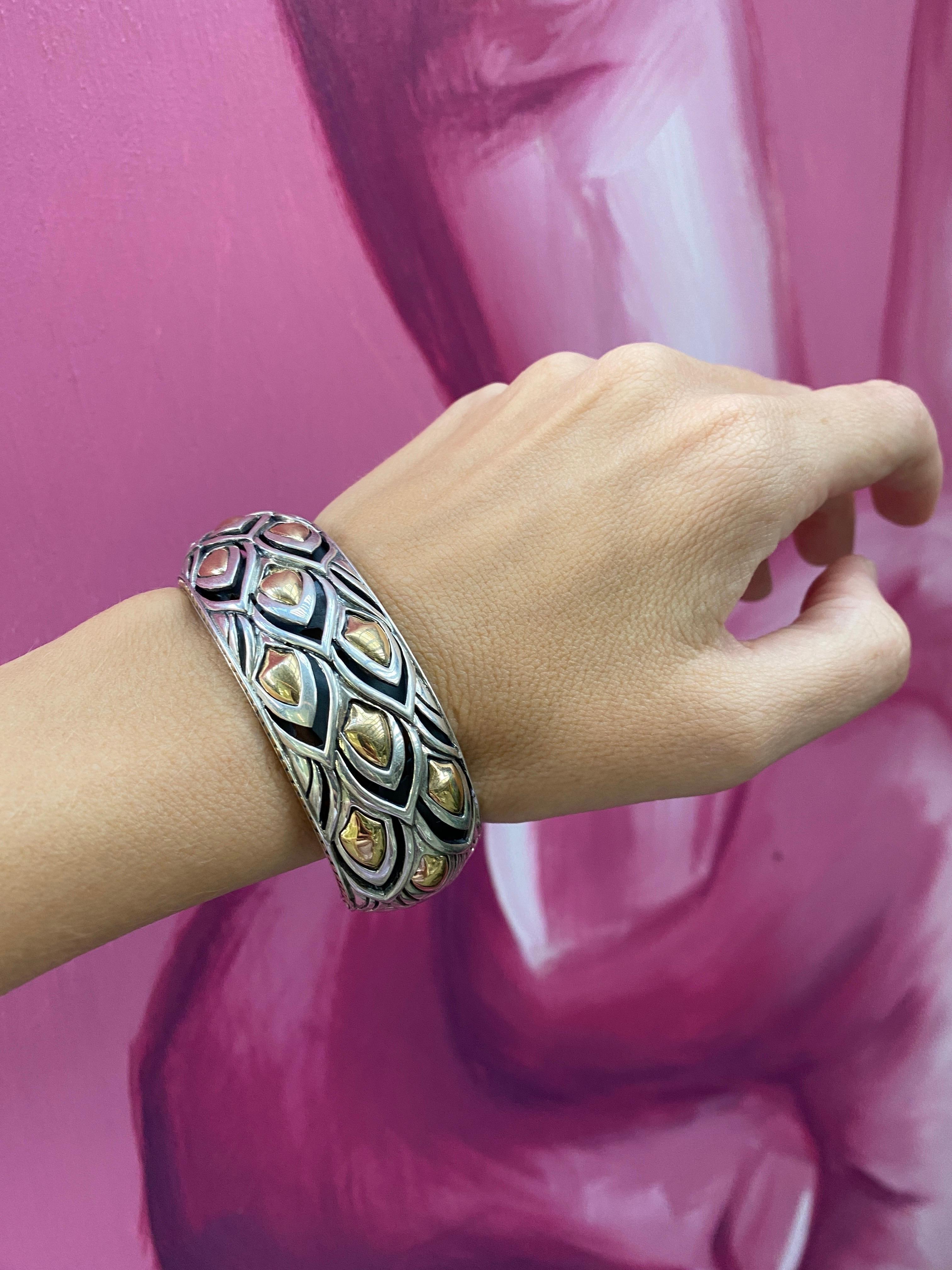 John Hardy Sterling Silver & Gold Naga Kick Cuff Dragon Scale Bracelet 2