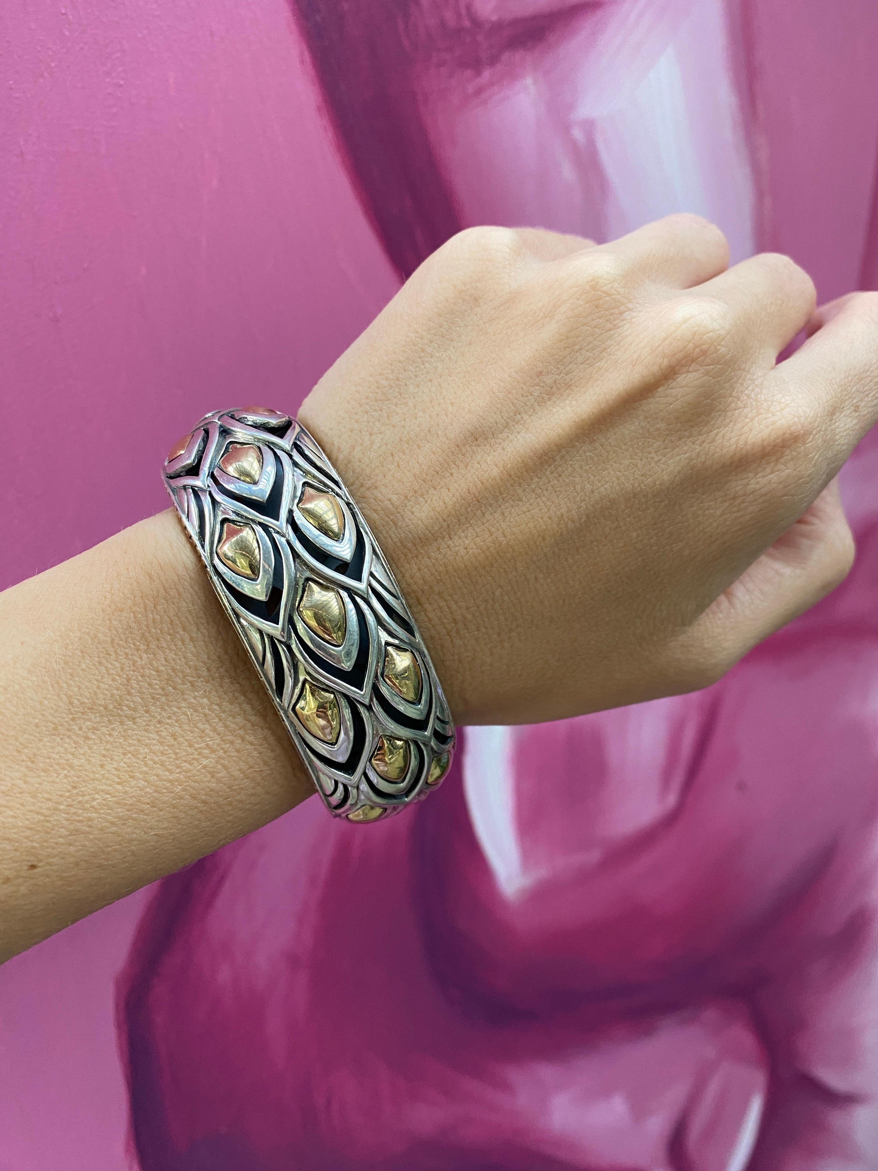 John Hardy Sterling Silver & Gold Naga Kick Cuff Dragon Scale Bracelet 3