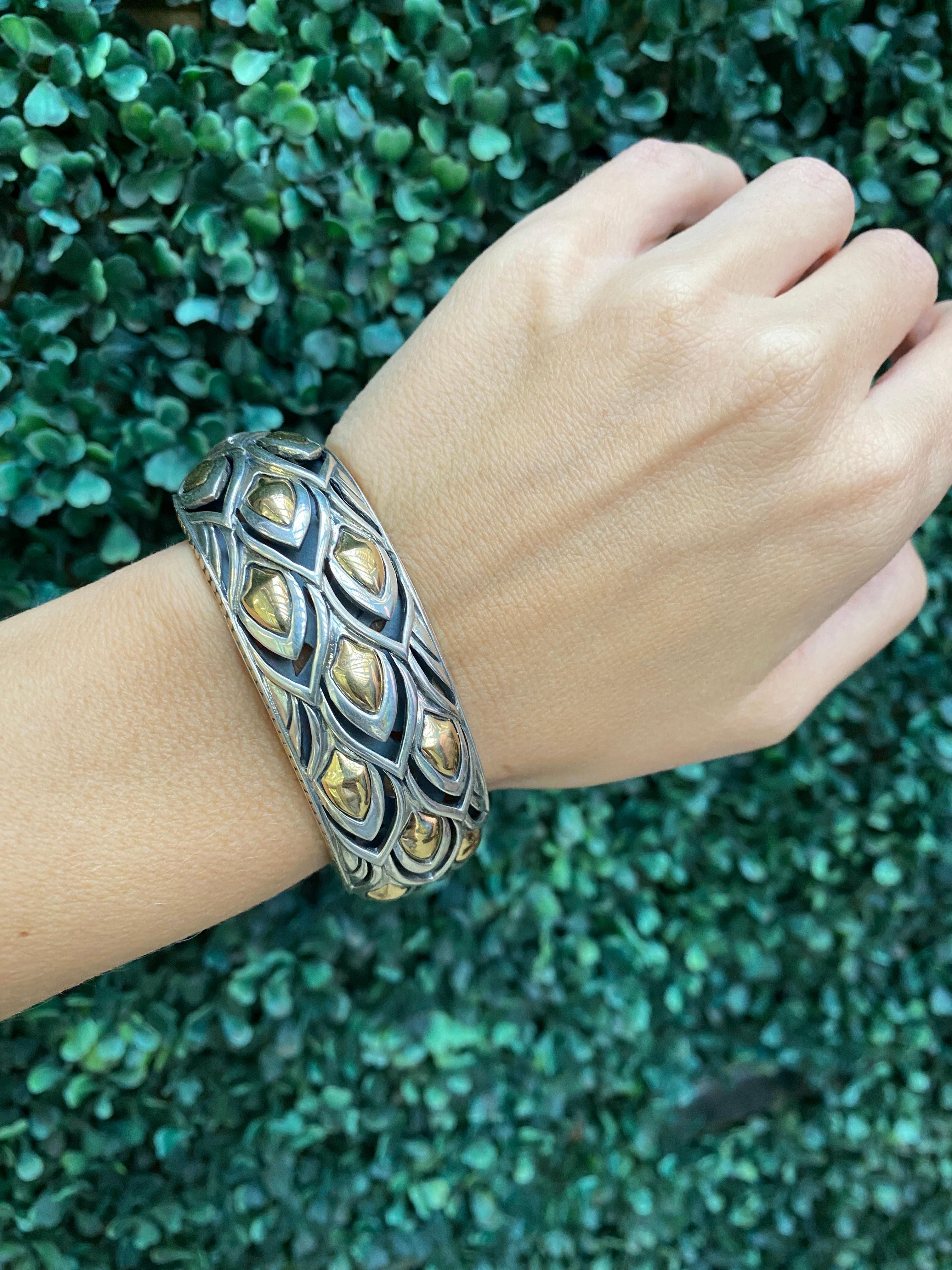John Hardy Sterling Silver & Gold Naga Kick Cuff Dragon Scale Bracelet 5