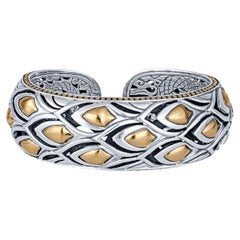 John Hardy Sterling Silver & Gold Naga Kick Cuff Dragon Scale Bracelet