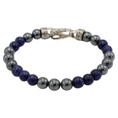 John Hardy Sterling Silver Hematite & Blue Sodalite Beaded Ball Bracelet