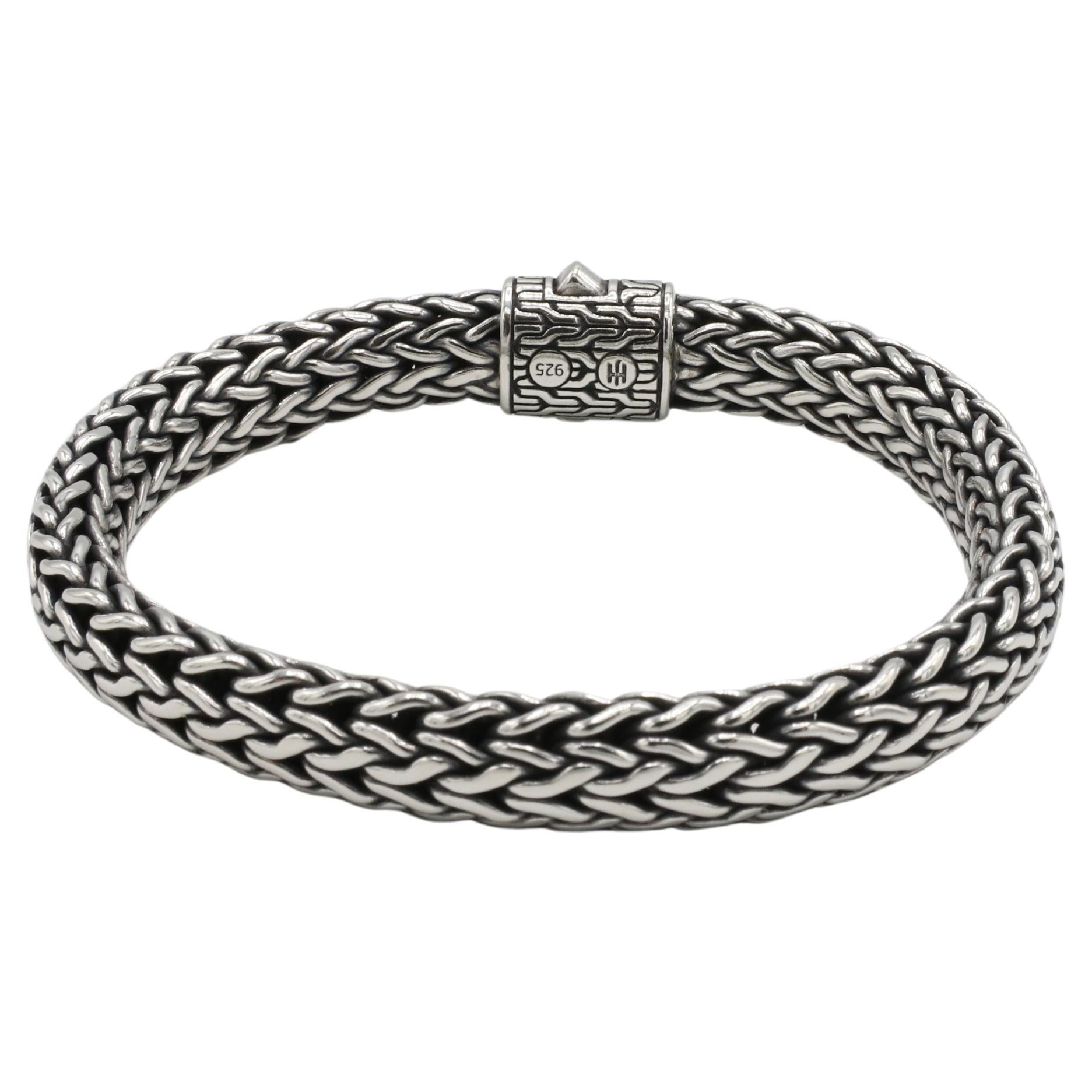 Modern John Hardy Sterling Silver Icon Chain Mesh Woven Link Bracelet 10.5MM For Sale