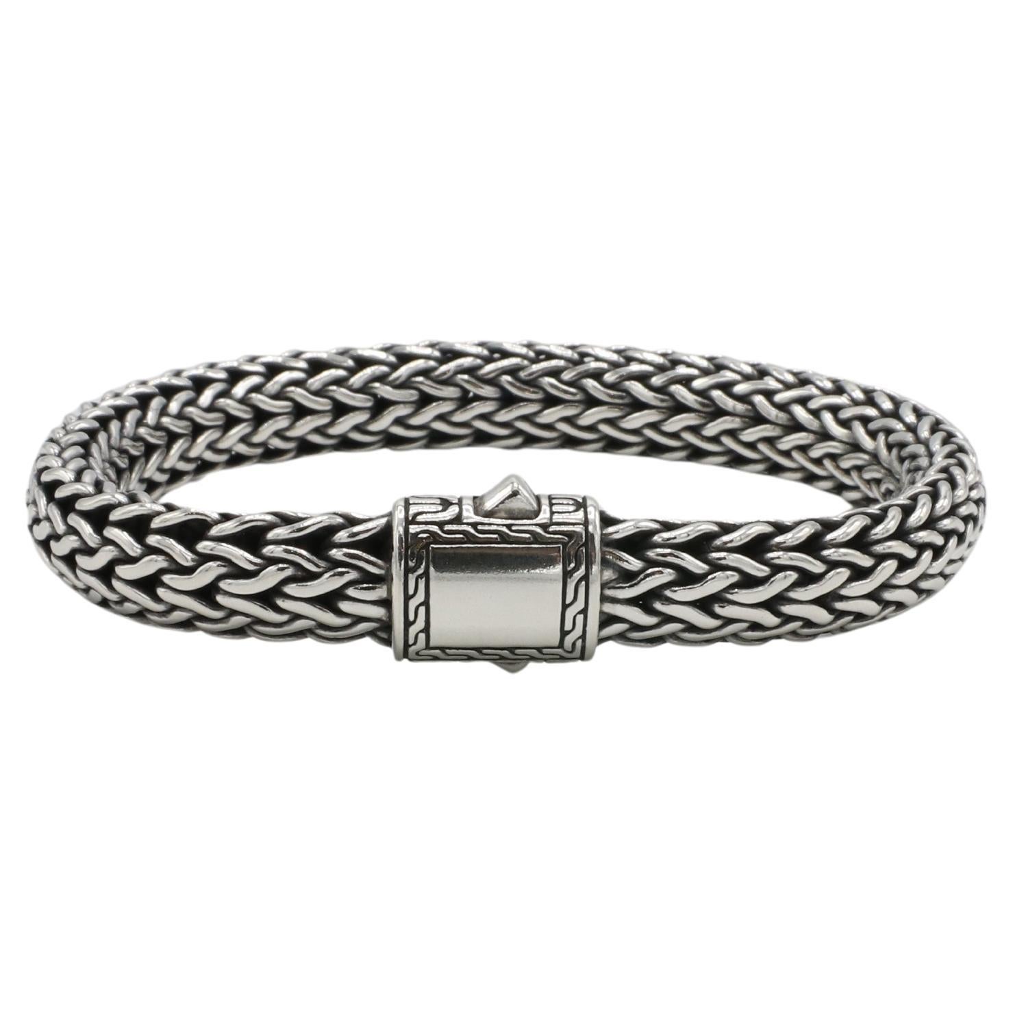 John Hardy Sterling Silver Icon Chain Mesh Woven Link Bracelet 10.5MM For Sale