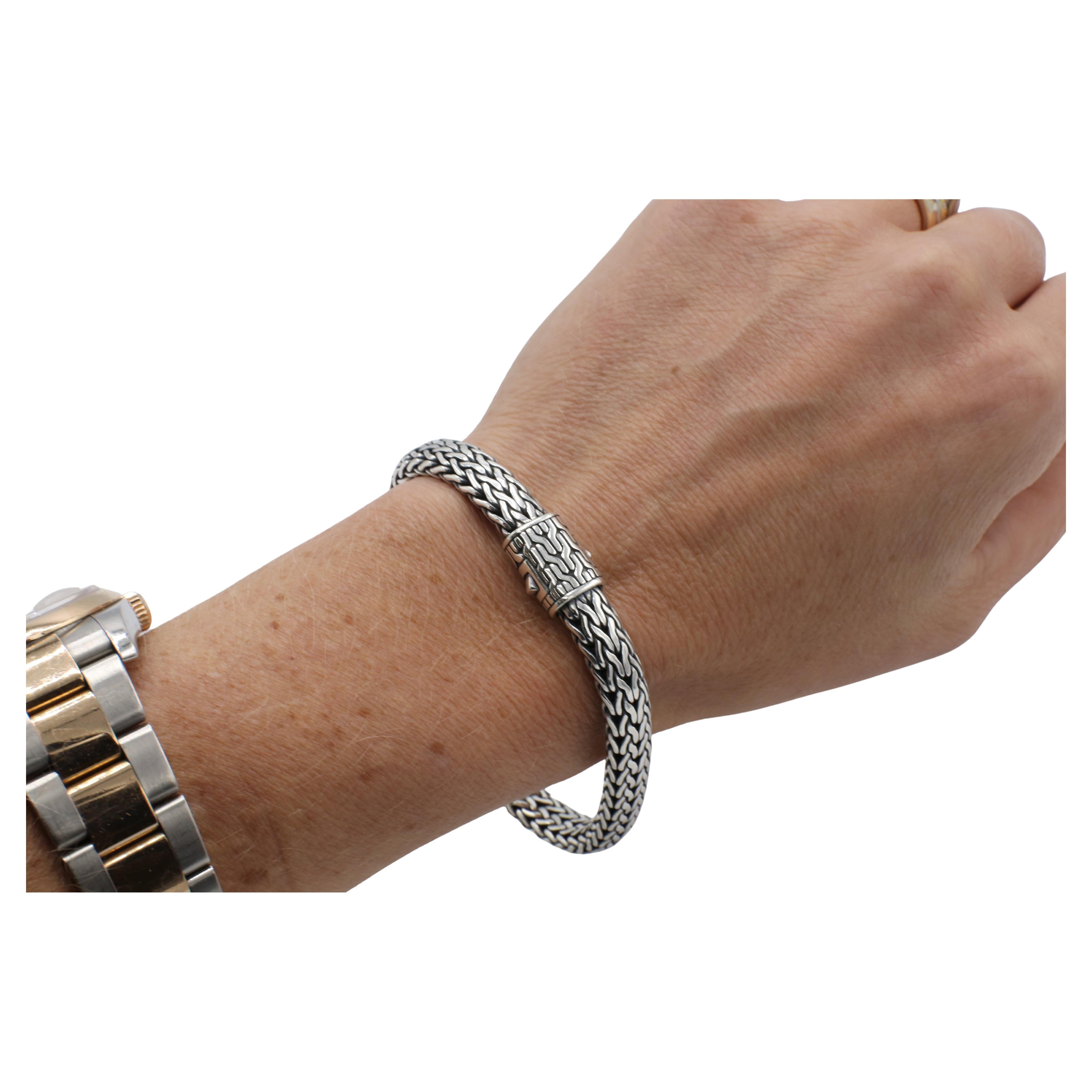 John Hardy Sterling Silver Icon Classic Woven Mesh Chain Link Bracelet 10MM Excellent état - En vente à  Baltimore, MD