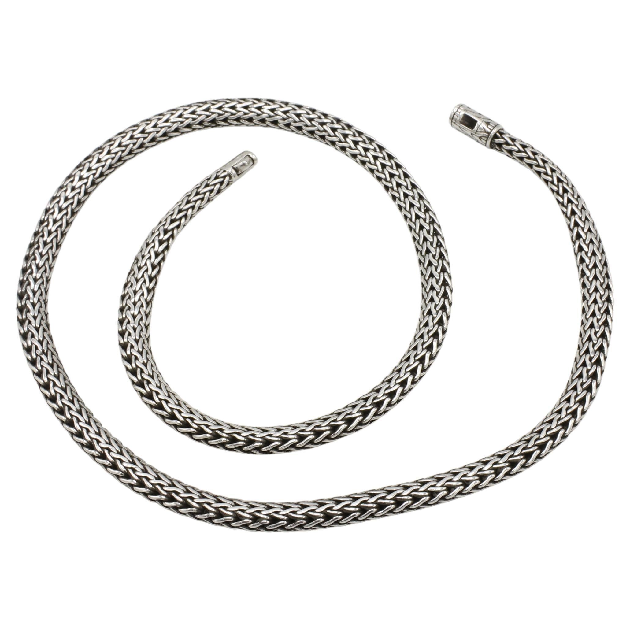 Collar de eslabones de cadena tejida Icon de plata de ley John Hardy 6,5MM en Excelente estado para la venta en  Baltimore, MD