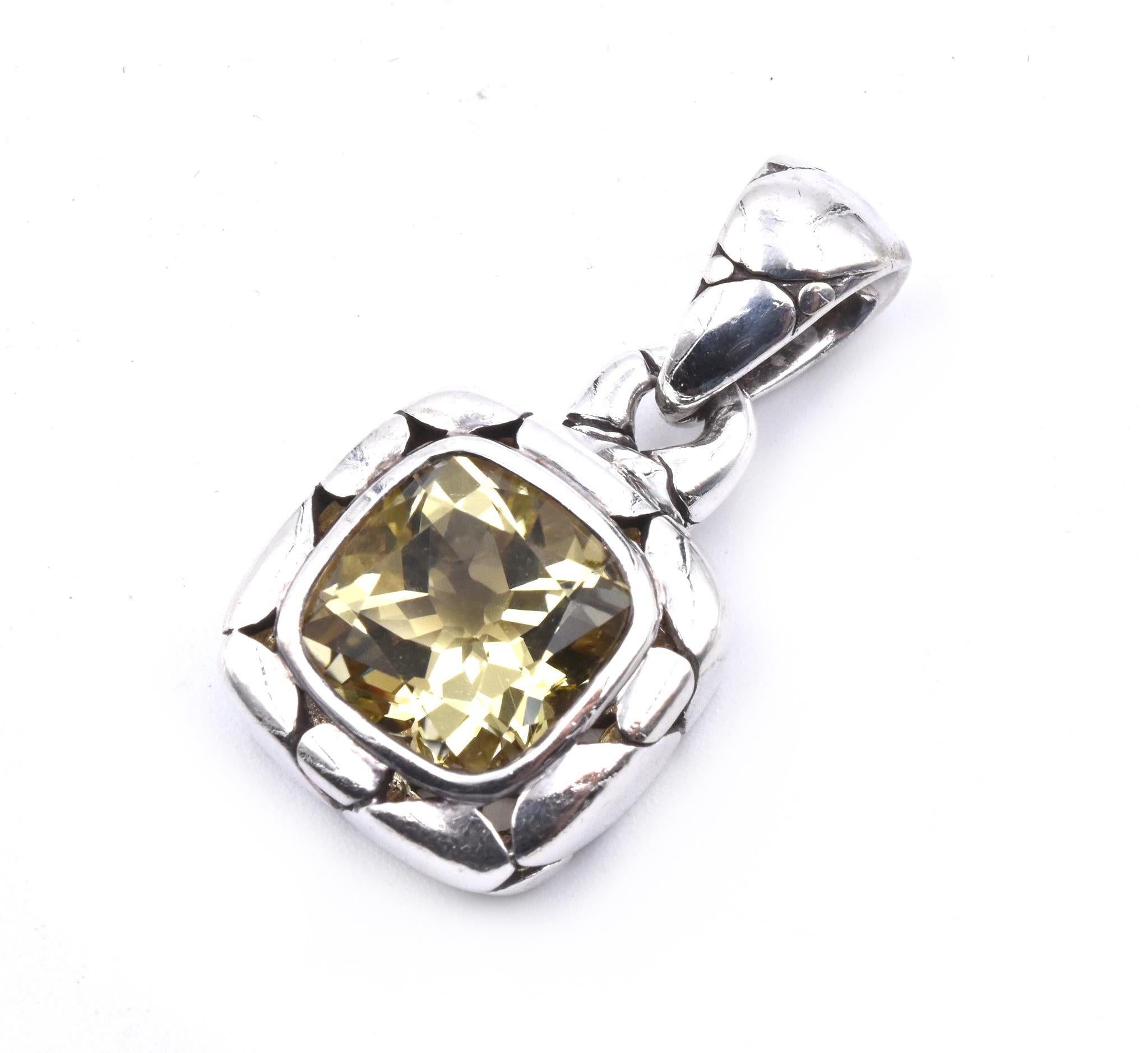 Rough Cut John Hardy Sterling Silver Kali Collection Lemon Quartz Pendant