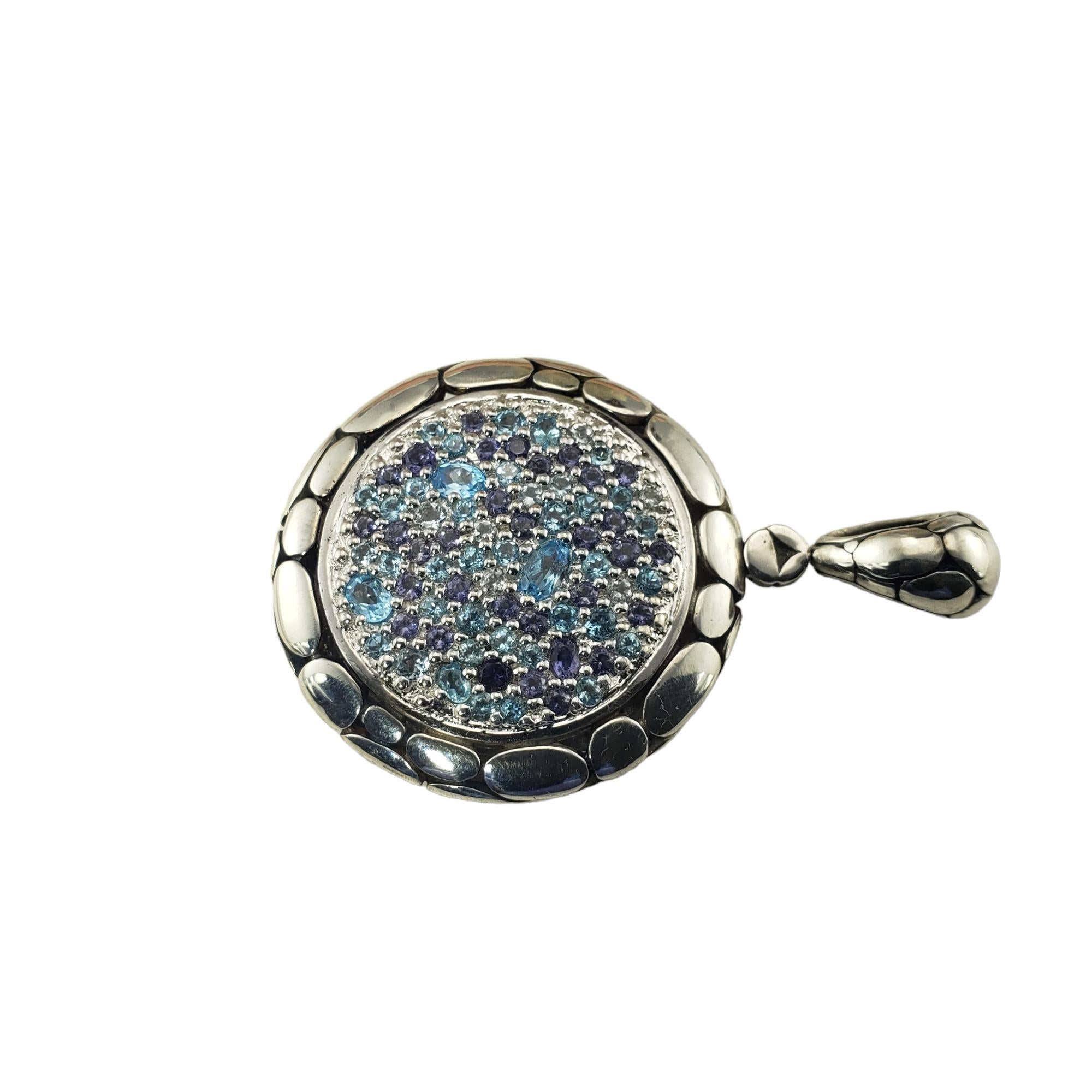 John Hardy Sterling Silver Kali Lavafire Sea Colorway Pendant-

This stunning pendant by John Hardy features 30 iolite gemstones, 40 aquamarine gemstones and nine blue topaz stones set in beautifully detailed sterling silver.

Size:  2.25 inches x