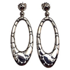John Hardy Sterling Silver Kali Pebble Oval Drop Earrings #25350