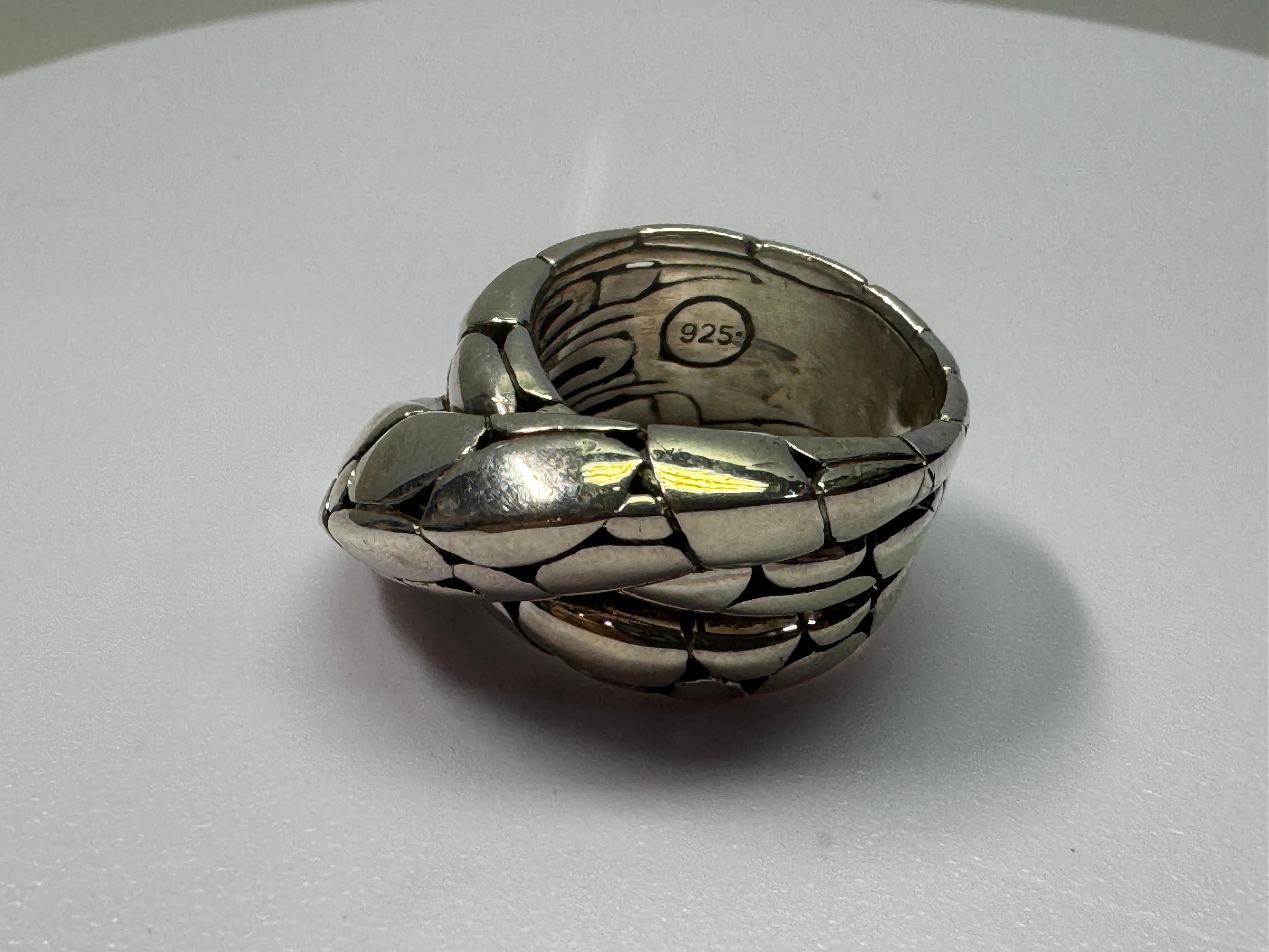 John Hardy Sterling Silver Kali Twist Ring In Good Condition For Sale In Palm Desert, CA