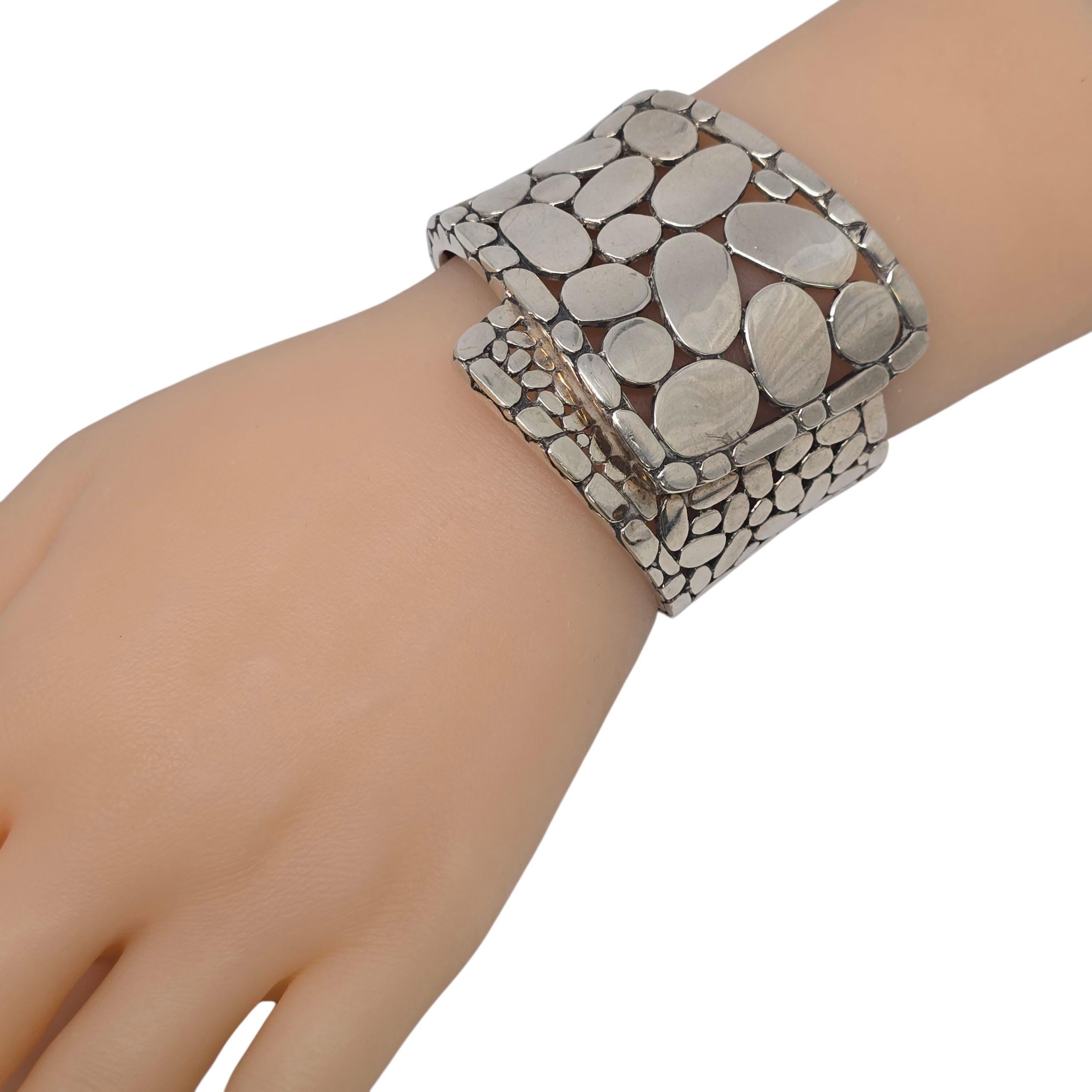 John Hardy Sterling Silver Kali Wide Overlap Cuff Bracelet #22278 For Sale 6