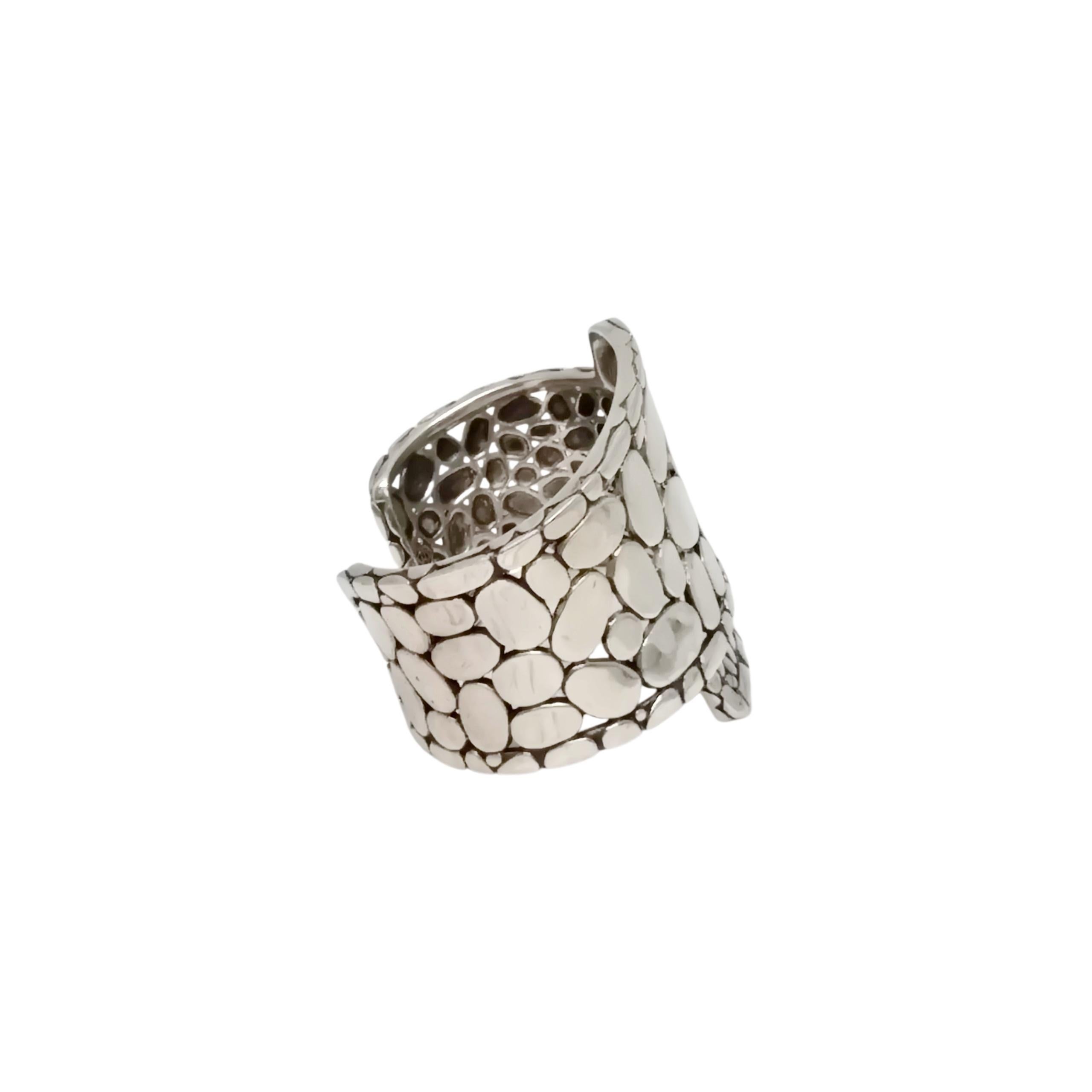 Women's John Hardy Sterling Silver Kali Wide Overlap Cuff Bracelet #22278 For Sale