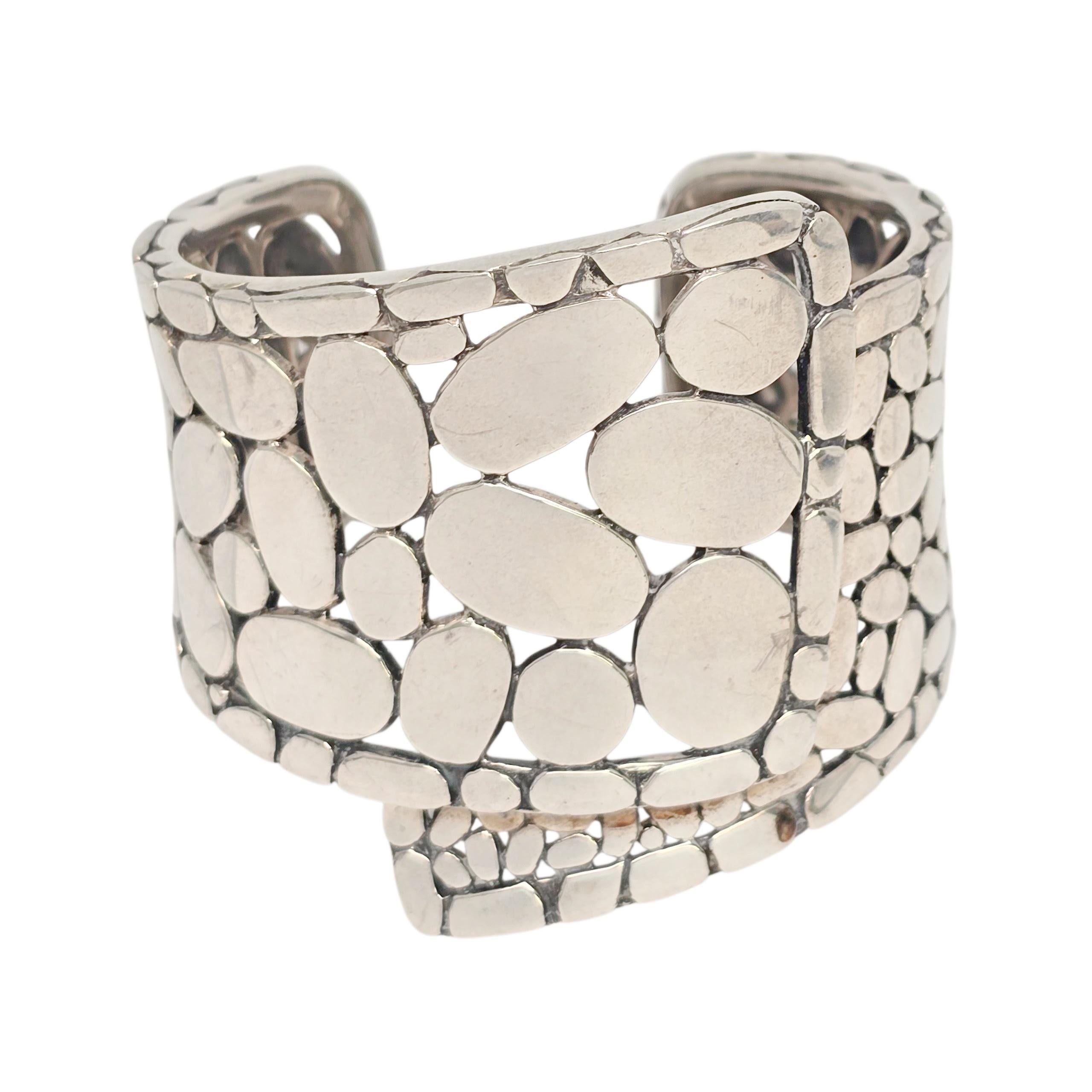 John Hardy Sterling Silver Kali Wide Overlap Cuff Bracelet #22278 For Sale 3