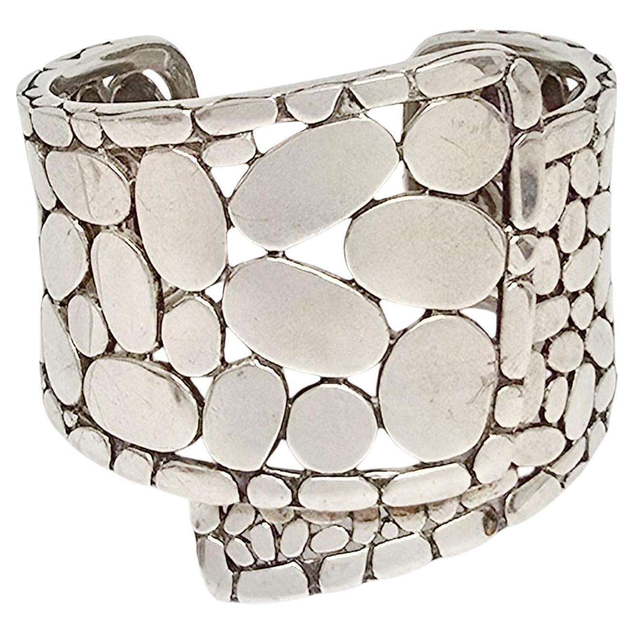 John Hardy Sterling Silver Kali Wide Overlap Cuff Bracelet #22278 For Sale