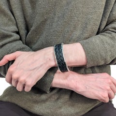 John Hardy Sterling Silver & Leather Bamboo Cuff Bracelet