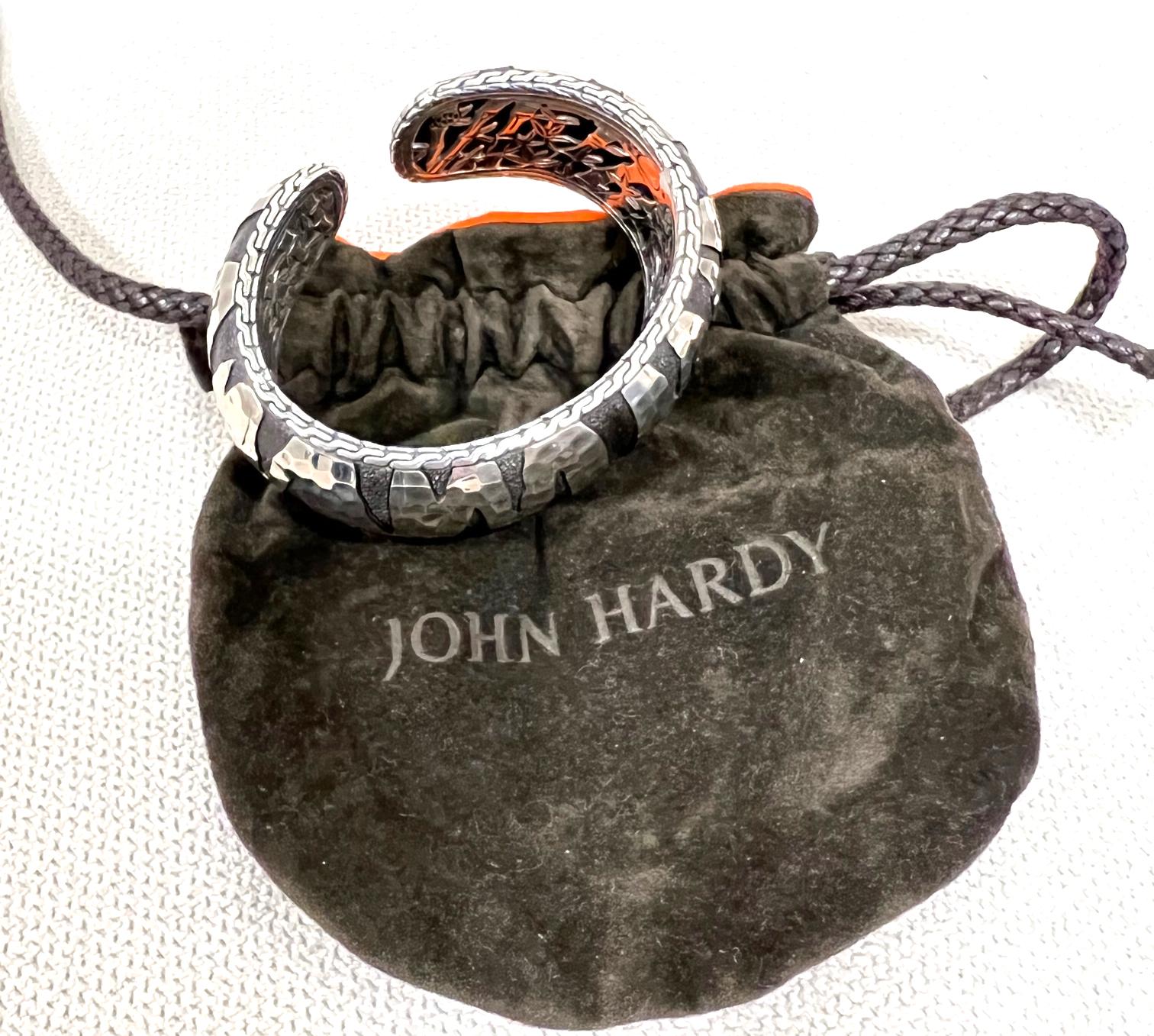 John Hardy Sterling Silver Macan Tiger Stripe Kick Cuff Bangle Bracelet 2