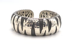 John Hardy Sterling Silver Macan Tiger Stripe Kick Cuff Bangle Bracelet