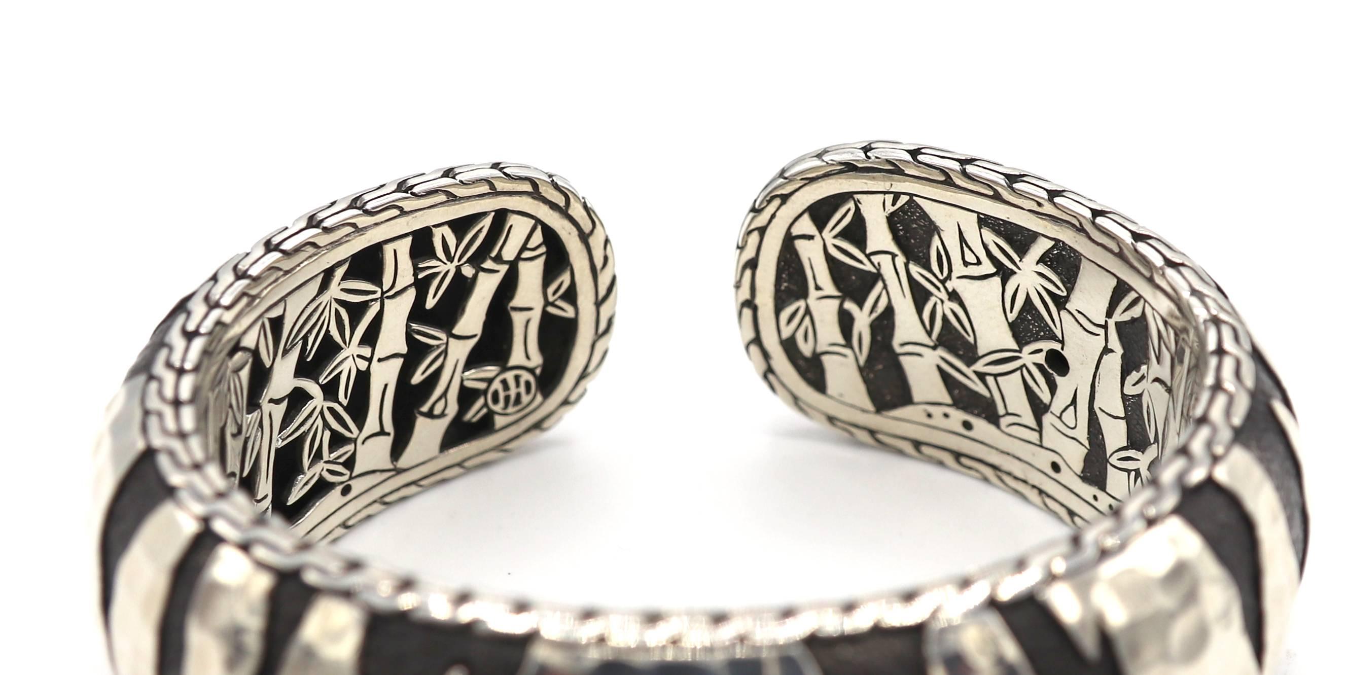 Women's John Hardy Sterling Silver Macan Tiger Stripe Kick Cuff Bangle Bracelet