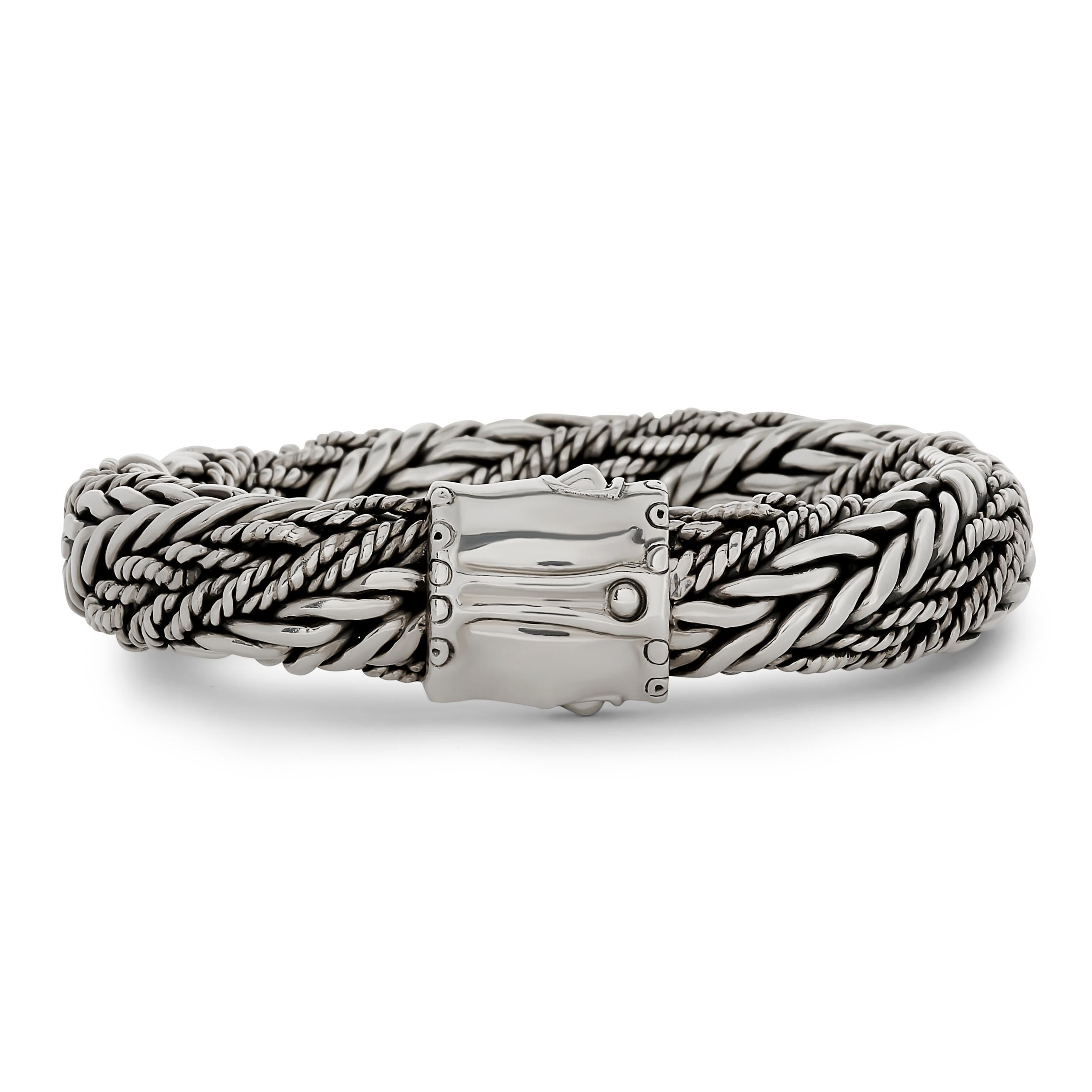 da uomo o donna John Hardy - Bracciale a catena intrecciata in argento 925 - Mullti-Wheat in vendita