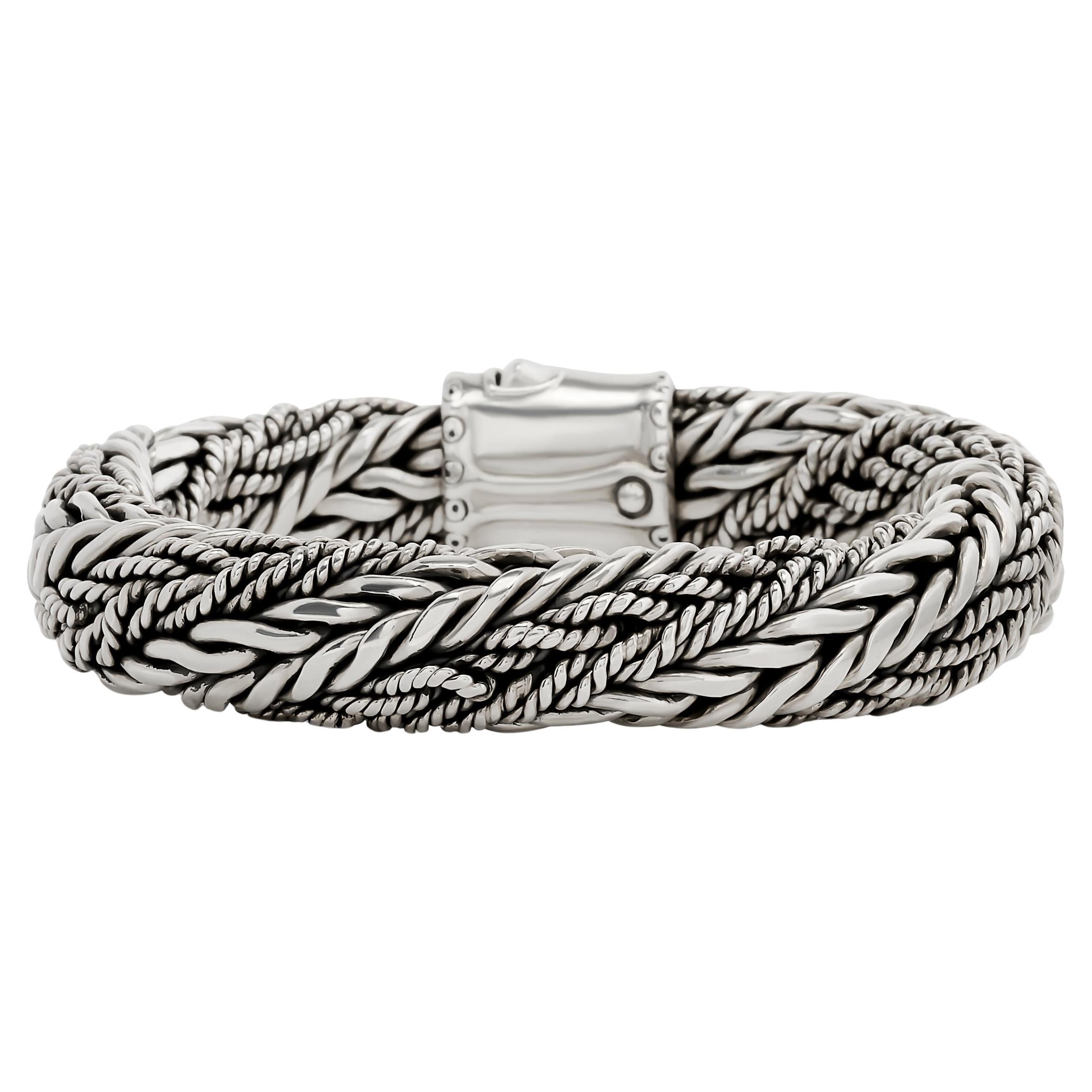 John Hardy Sterling Silver Mullti-Wheat Chain Twisted Bracelet
