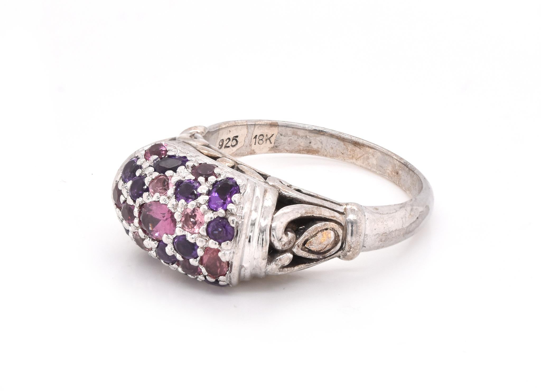 Mixed Cut John Hardy Sterling Silver Naga Collection Pink Tourmaline Ring