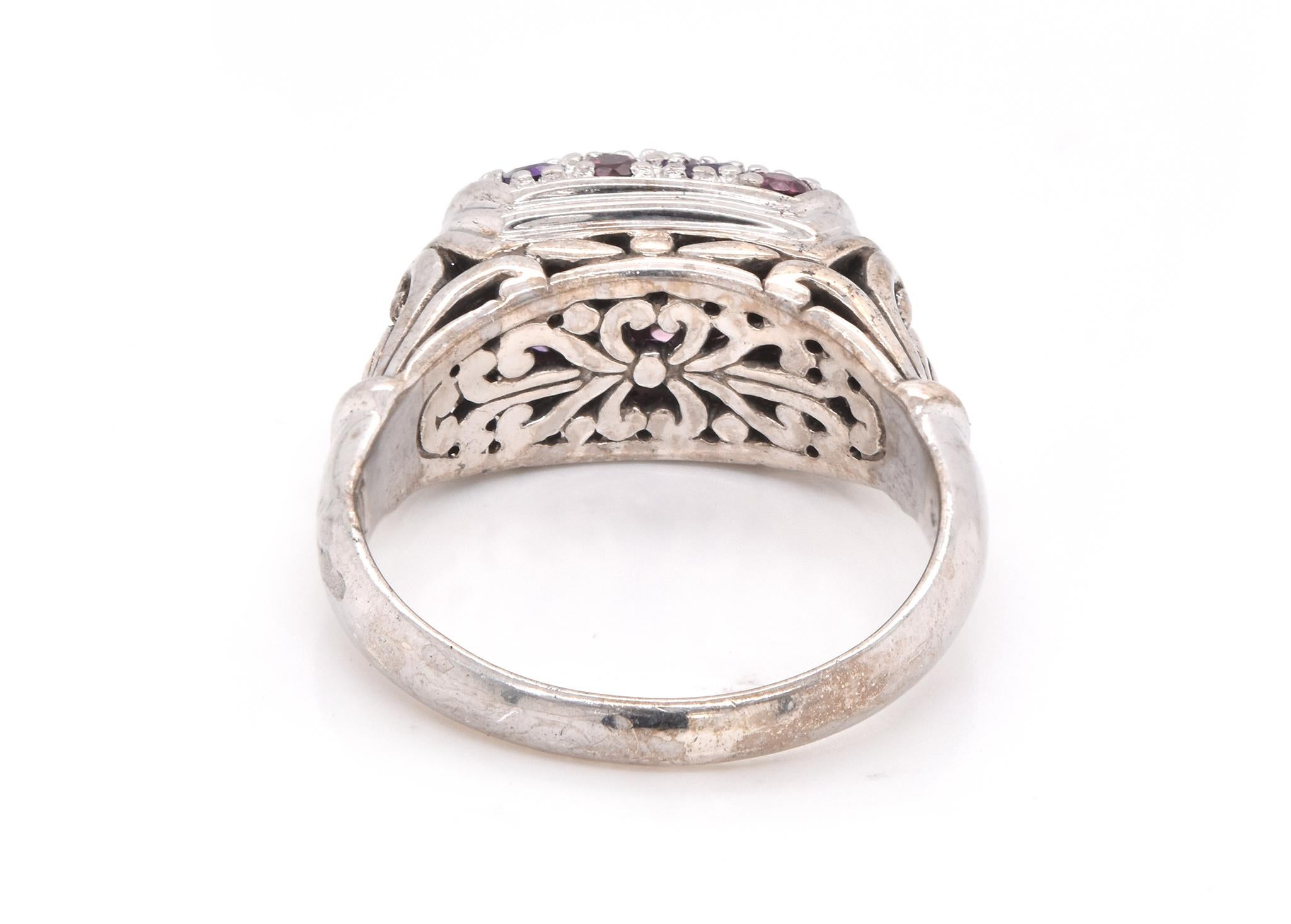 John Hardy Sterling Silver Naga Collection Pink Tourmaline Ring In Excellent Condition In Scottsdale, AZ