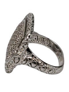 John Hardy Sterling Silver Naga Pave Diamond Square Ring Size 7 #24344