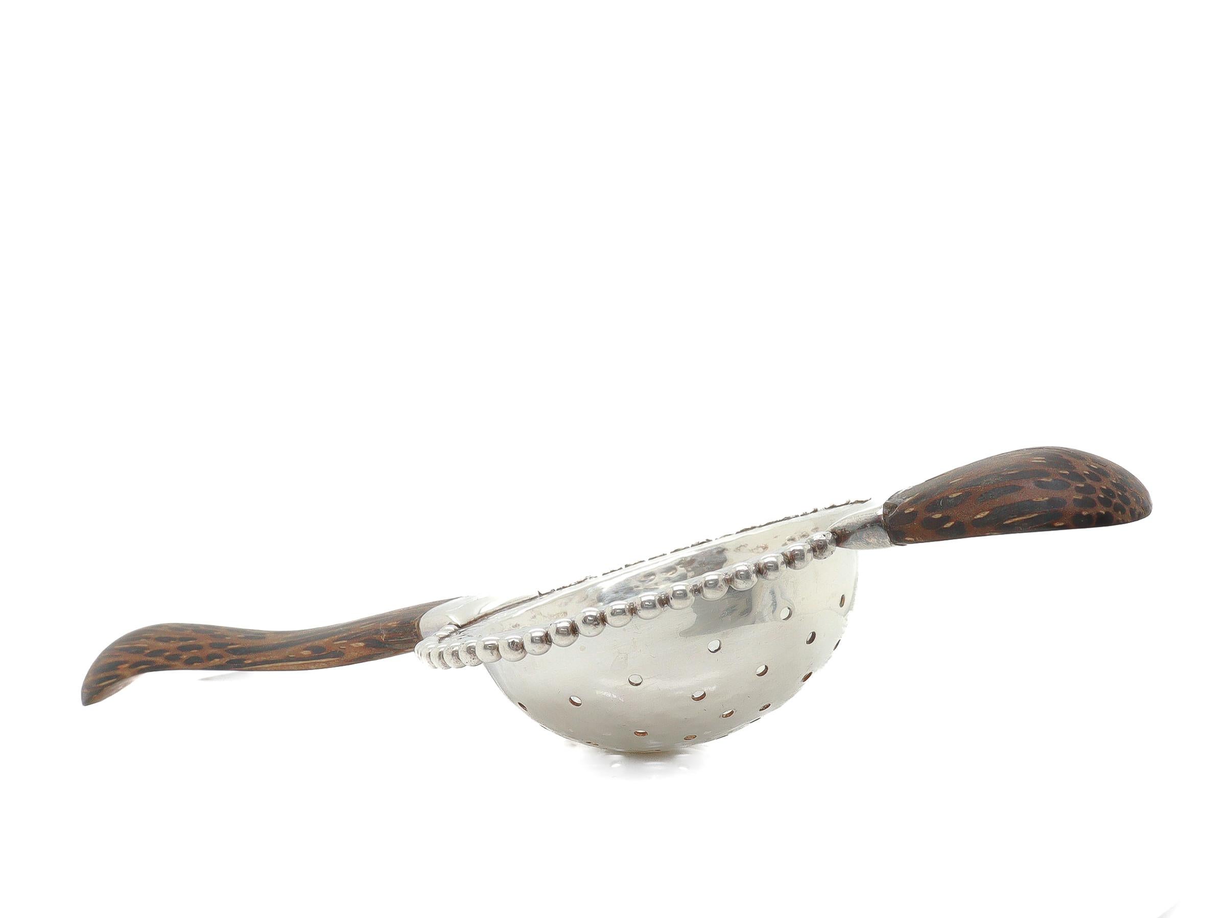 John Hardy Sterling Silver & Palm Wood Tea Strainer For Sale 4