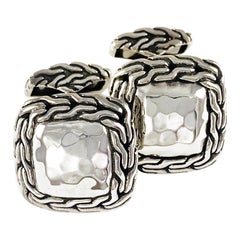 Gemelos John Hardy Colección Palu de plata de ley, 12,5 mm, años 90