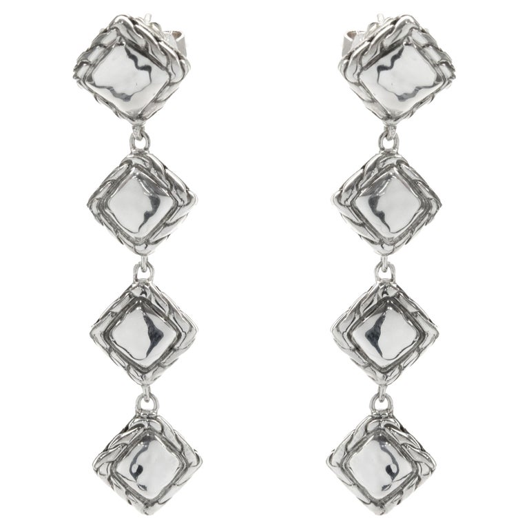 Drop Earring  12mm Square Branded Collection
