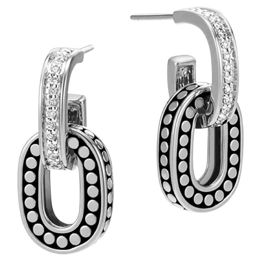 John Hardy Sterling Silver Pave Diamond Dot Drop Earrings