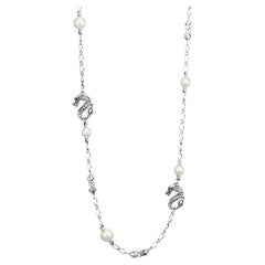 John Hardy Sterling Silver Pearl Ruby Dragon Sautoir Necklace - LIQUIDATION SALE