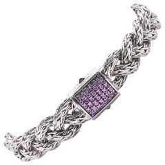 John Hardy Sterling Silver Pink Sapphire Classic Chain Braided Bracelet
