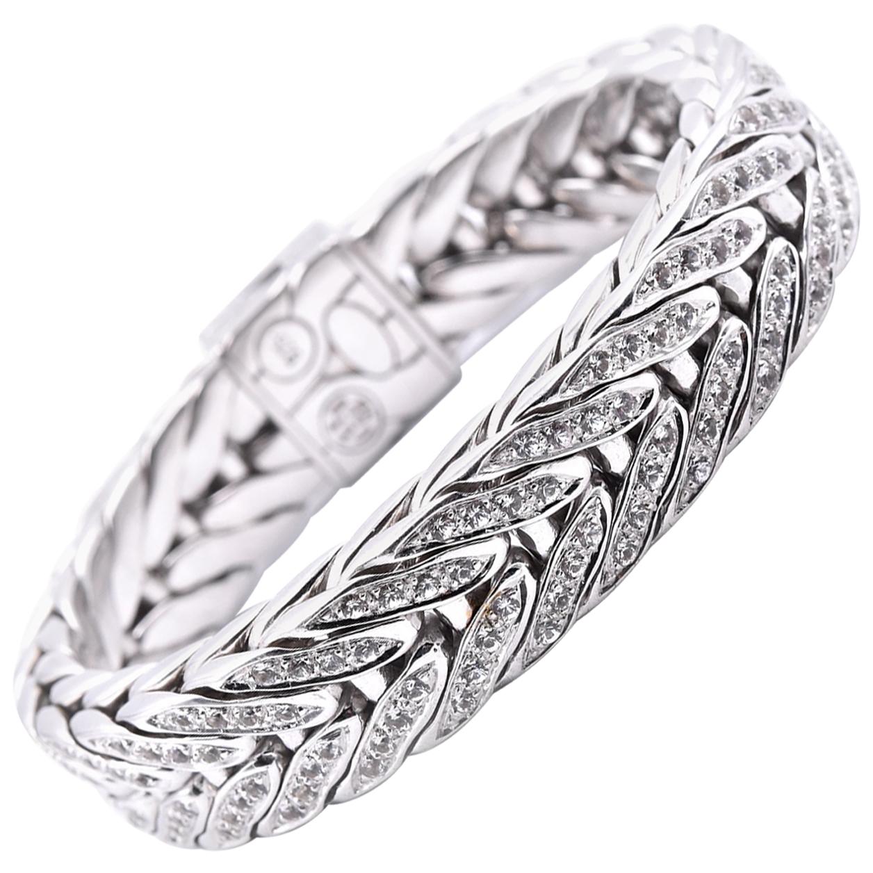 John Hardy Sterling Silver "Raja Collection” Sapphire Modern Chain Bracelet
