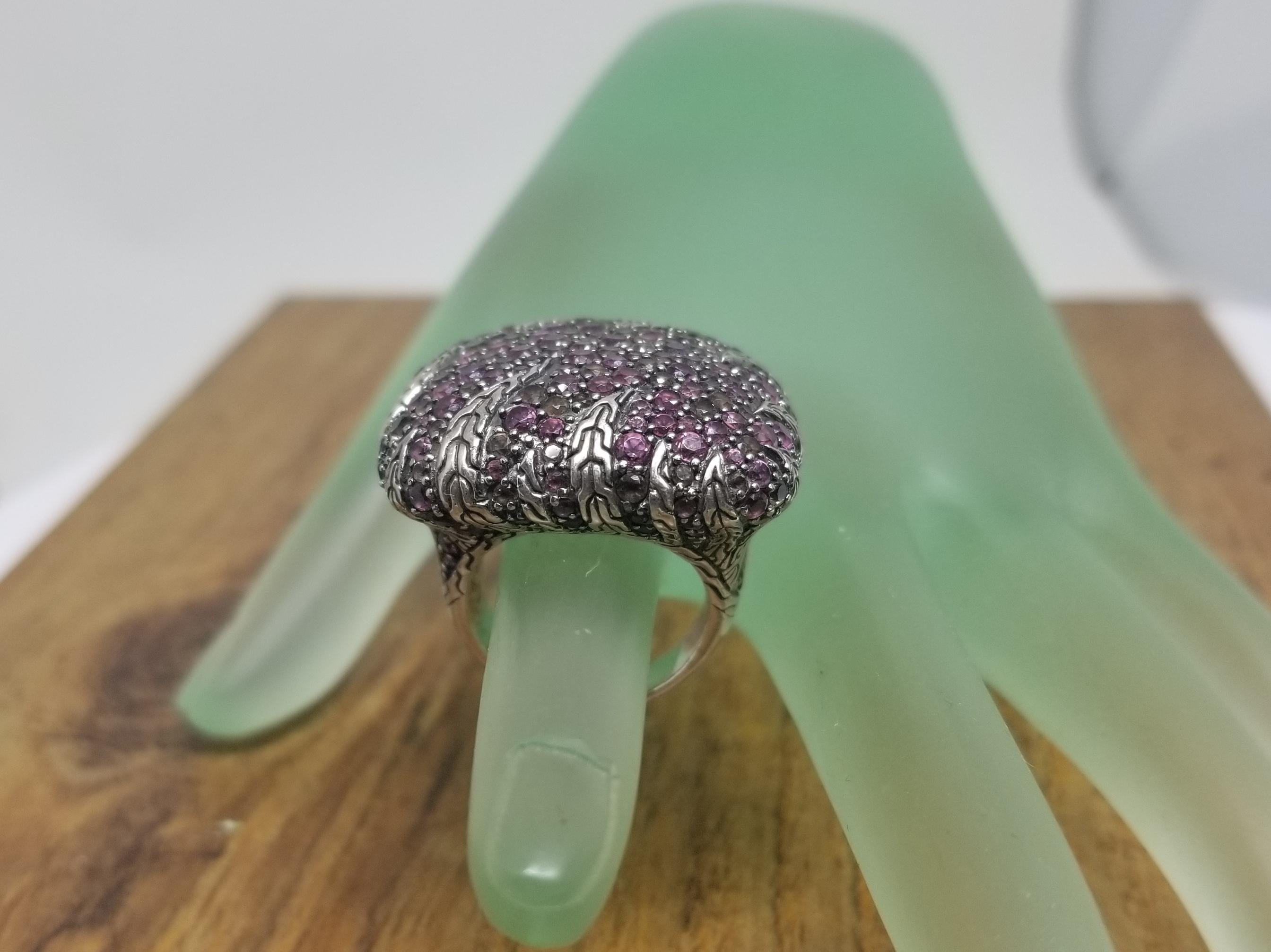 John Hardy Sterling Silver Ring with Pink Sapphires on the Top 4