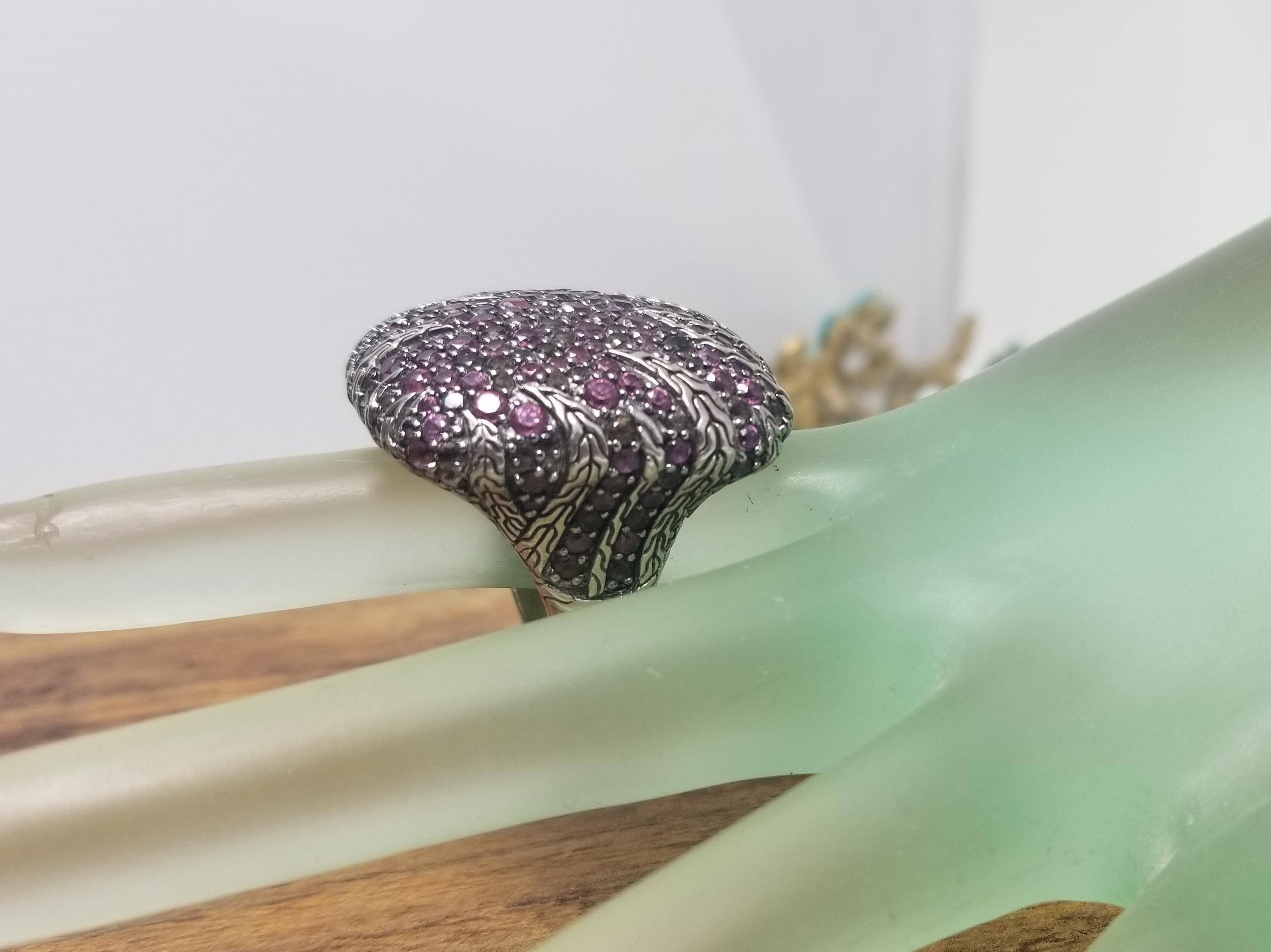 John Hardy Sterling Silver Ring with Pink Sapphires on the Top 5