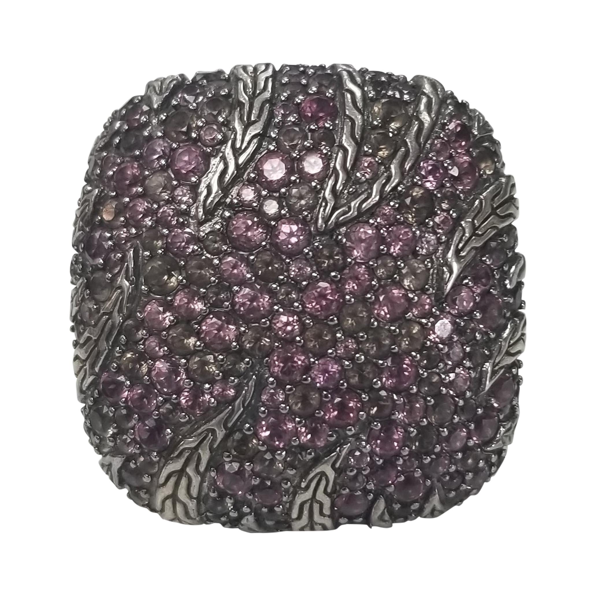 John Hardy Sterling Silver Ring with Pink Sapphires on the Top