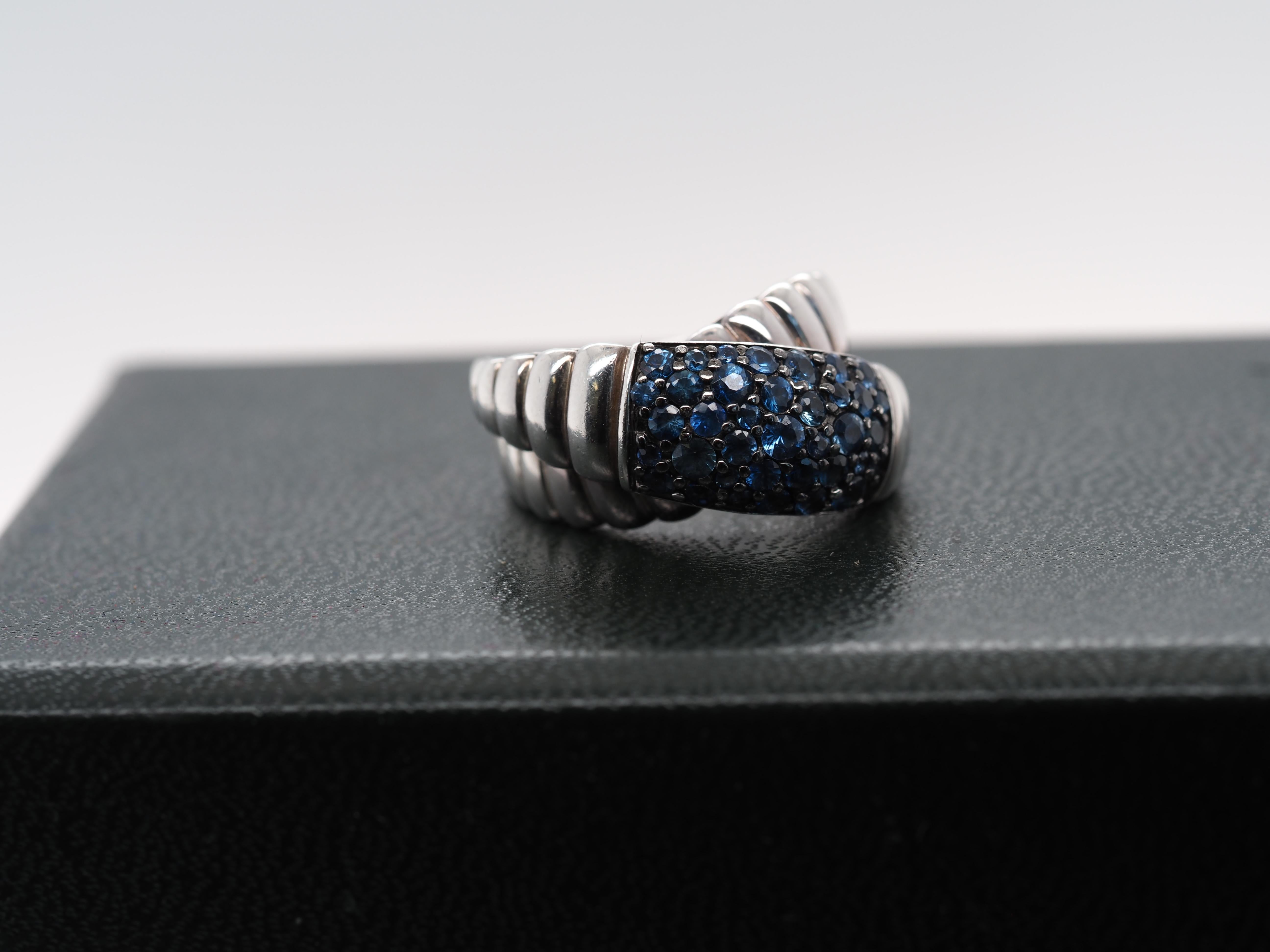 John Hardy Sterling Silver Sapphire Crossover Ring For Sale 2