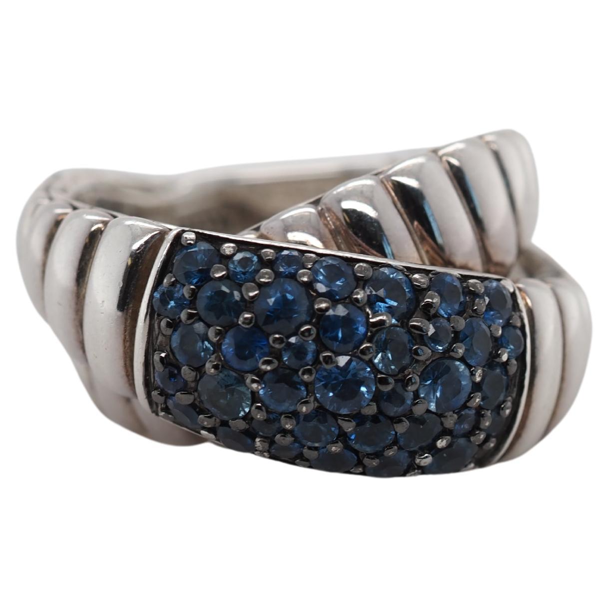 John Hardy Sterling Silver Sapphire Crossover Ring For Sale