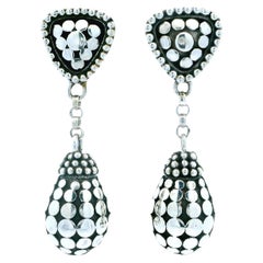 John Hardy Sterling Silver Tear Drop Dot Dangle Drop Earrings