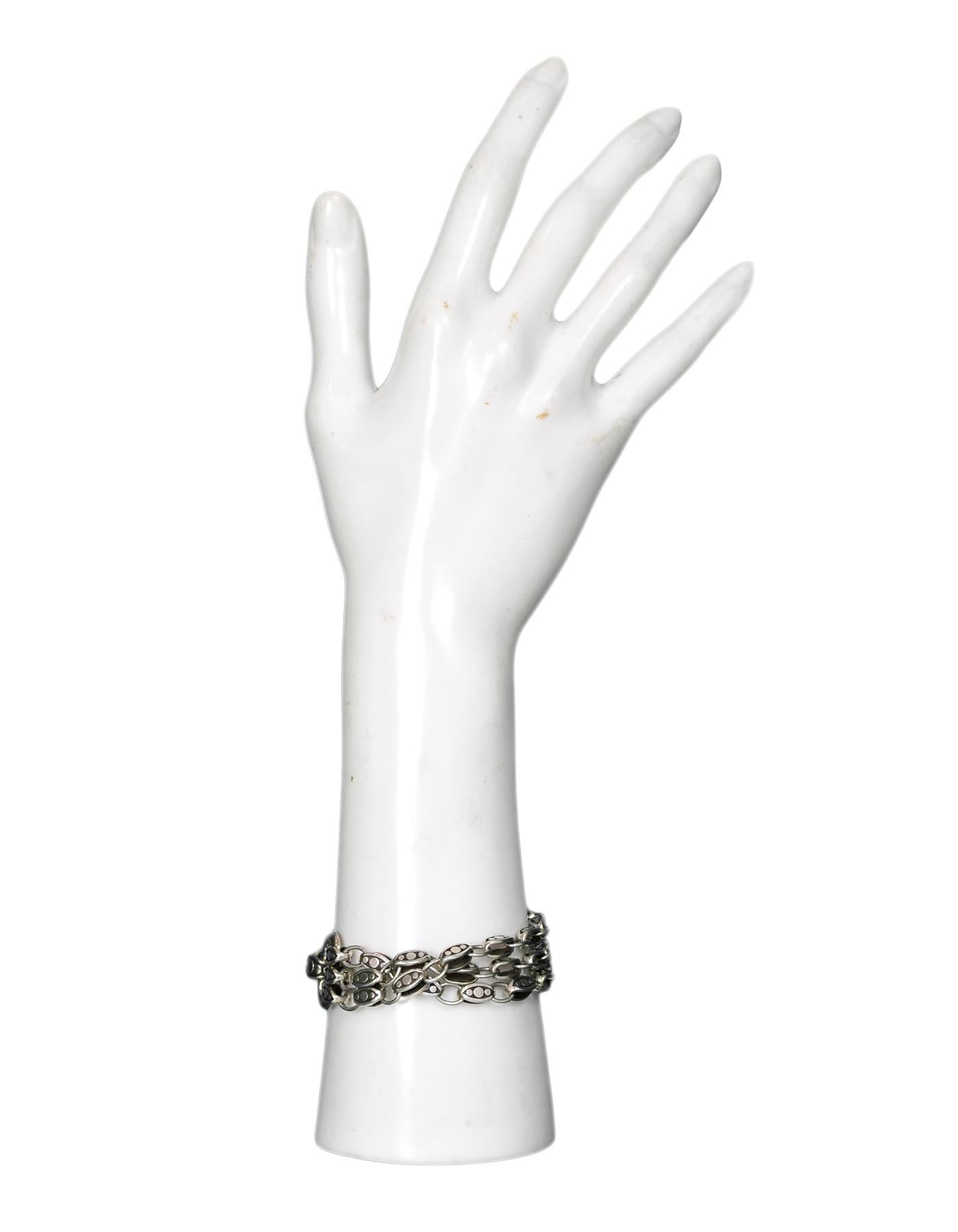 John Hardy Sterling Silver Three Strand Dot Bracelet with Dust Bag In Excellent Condition In New York, NY