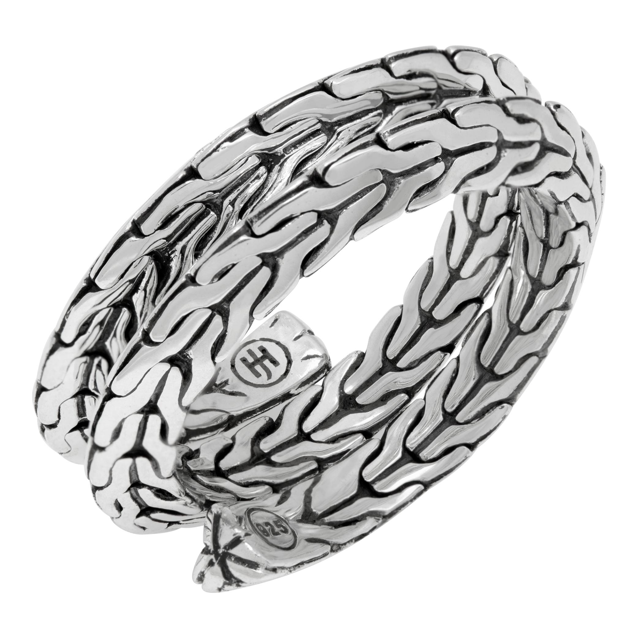 John Hardy Tiga double coil ring in sterling silver. Size 8This John Hardy ring is currently size 8 and some items can be sized up or down, please ask! is Sterling Silver.
